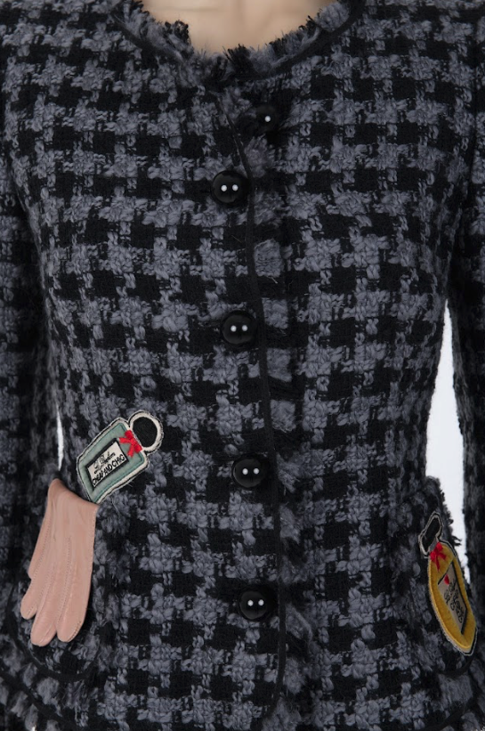 Checkerboard Tweed Blazer with Novelty Appliqués, 1990s