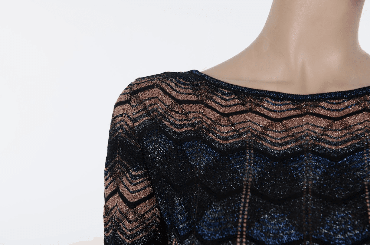 Missoni fitted maxi dress with sheer metallic knit texture