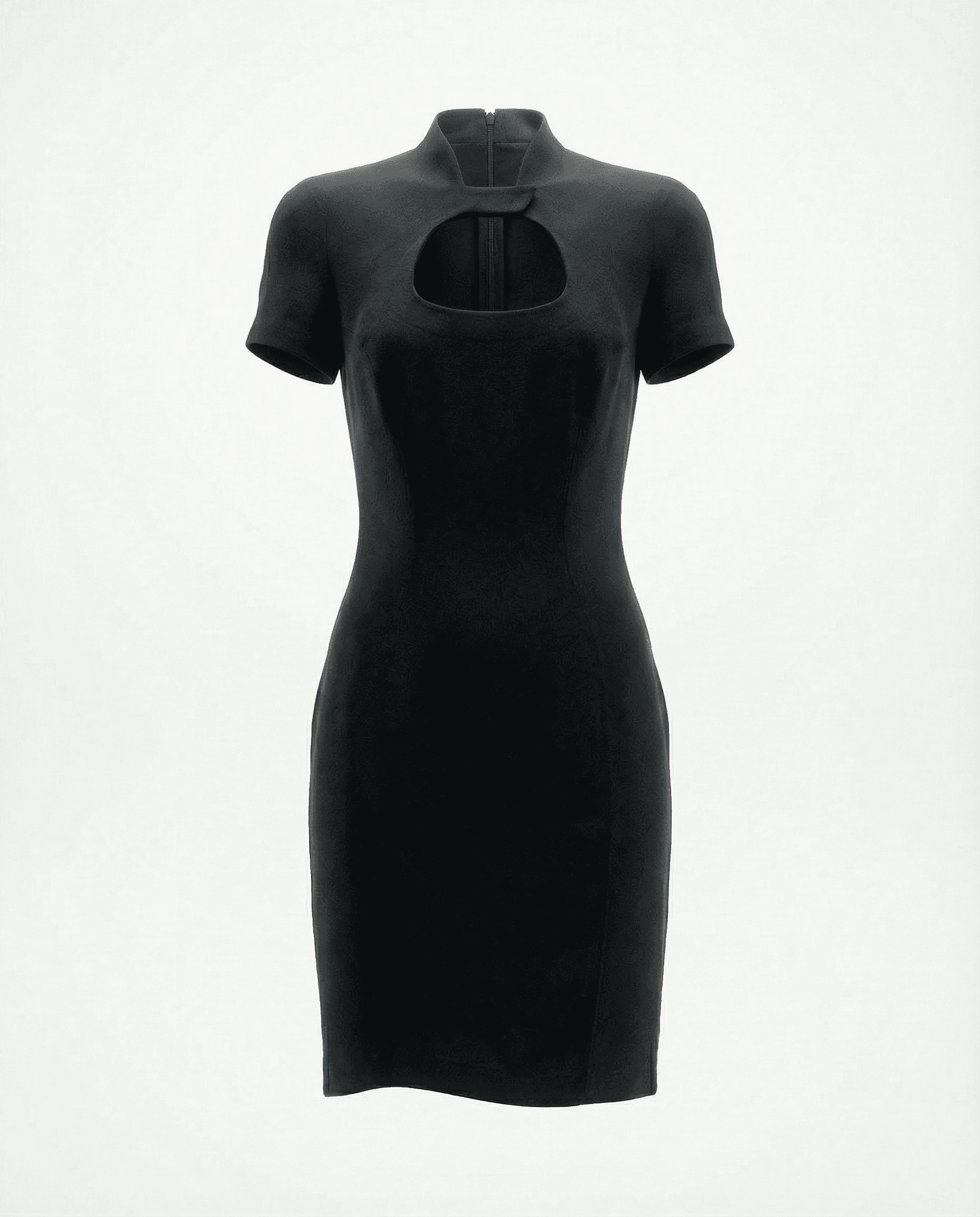 Vintage Mugler bodycon dress with high neck and sculpted waist