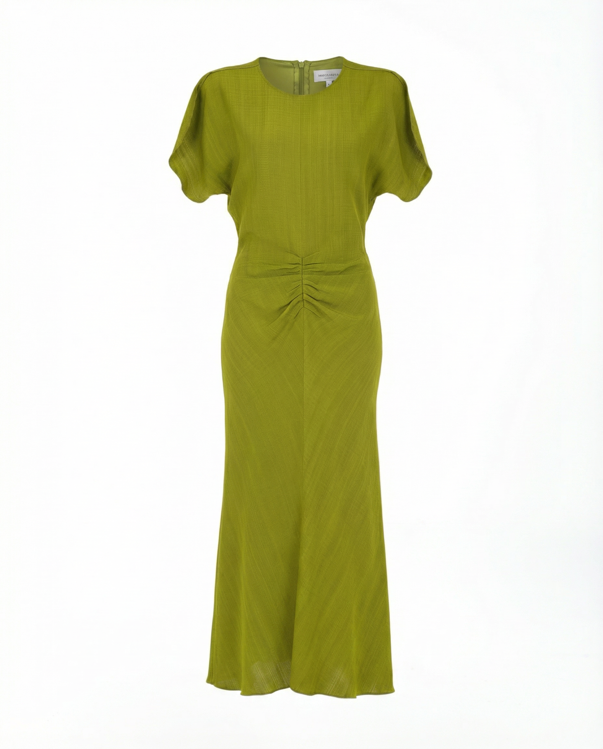 Vestido verde con volantes midi elegante perfecto para invitada Mezzanotte