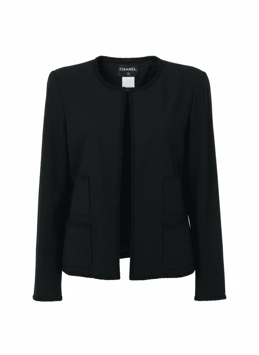 Vintage Chanel collarless blazer with structured silhouette
