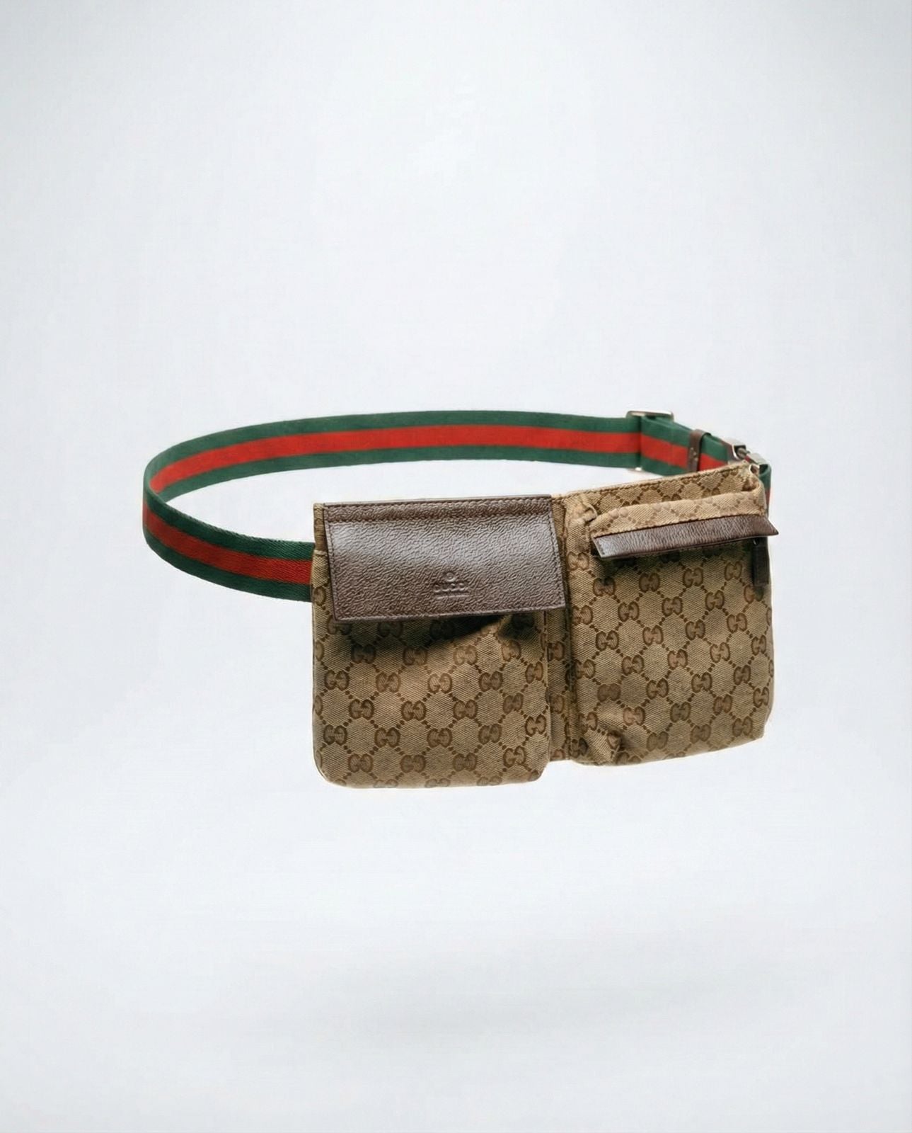Archival Gucci fanny pack in monogram canvas with leather trim