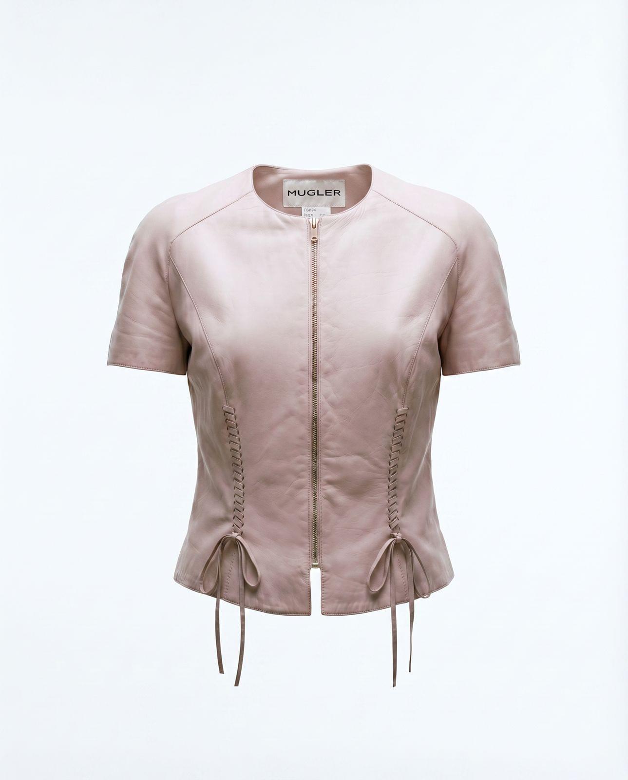 Archival Mugler fitted leather jacket with zip front