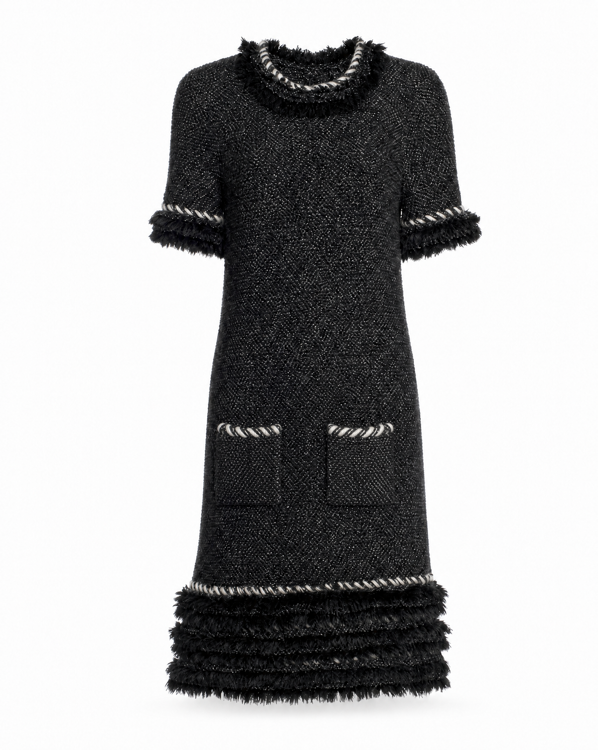 Close-up of the vintage Chanel label on the Fall/Winter 2010 cashmere dress.