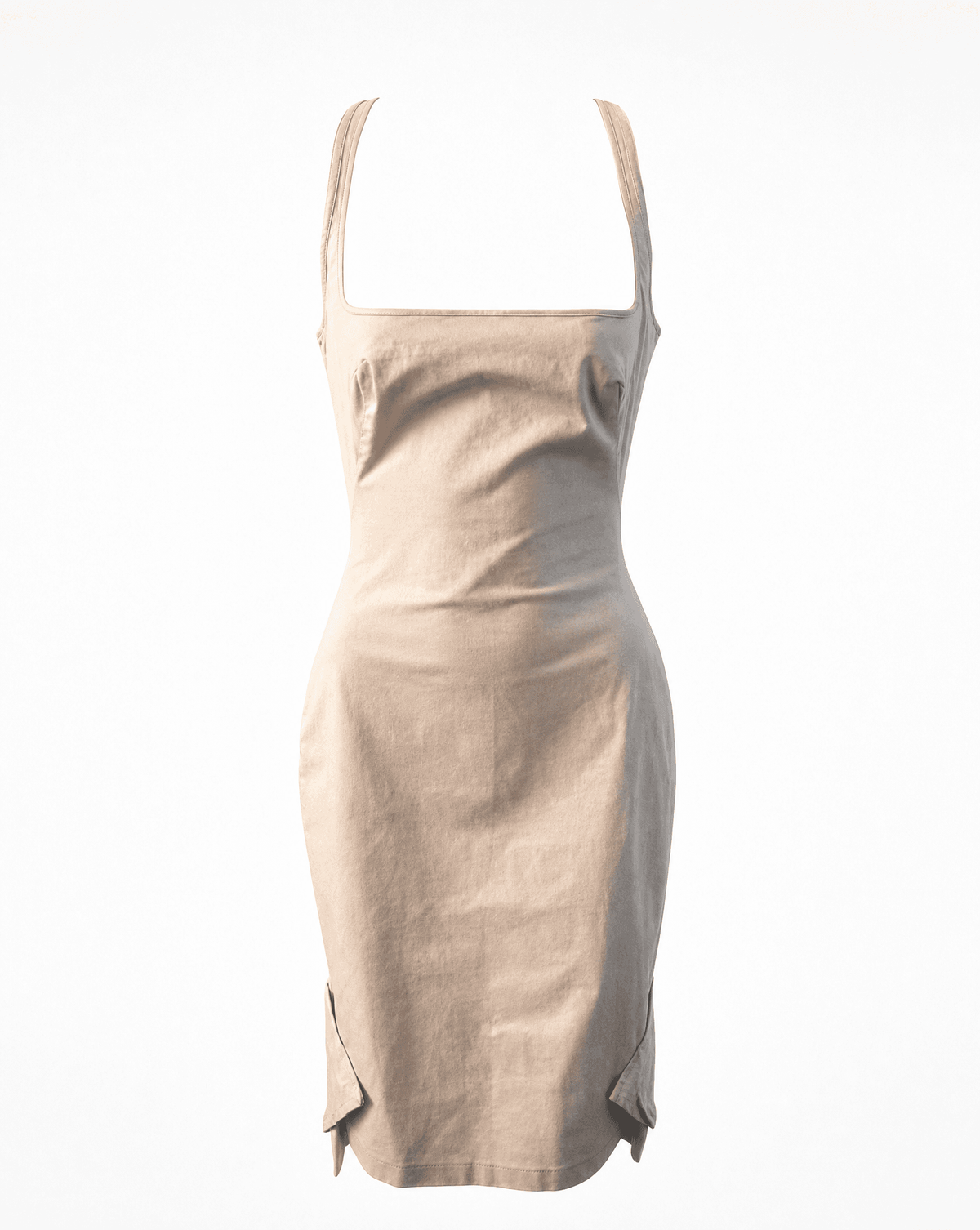 Detail of the square neckline and silk construction on the Runway Gucci by Tom Ford F/W 2003 slip dress.