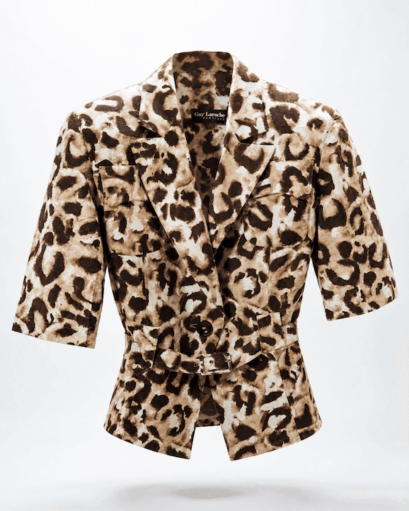 Guy Laroche late 1980s animal print safari blazer with
structured shoulders — buy online across Europe at Mezzanotte