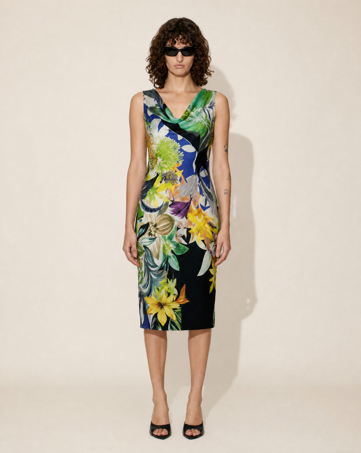 ARCHIVAL 90s-Y2K Botanical Cowl Neck Bias Dress – Cassani