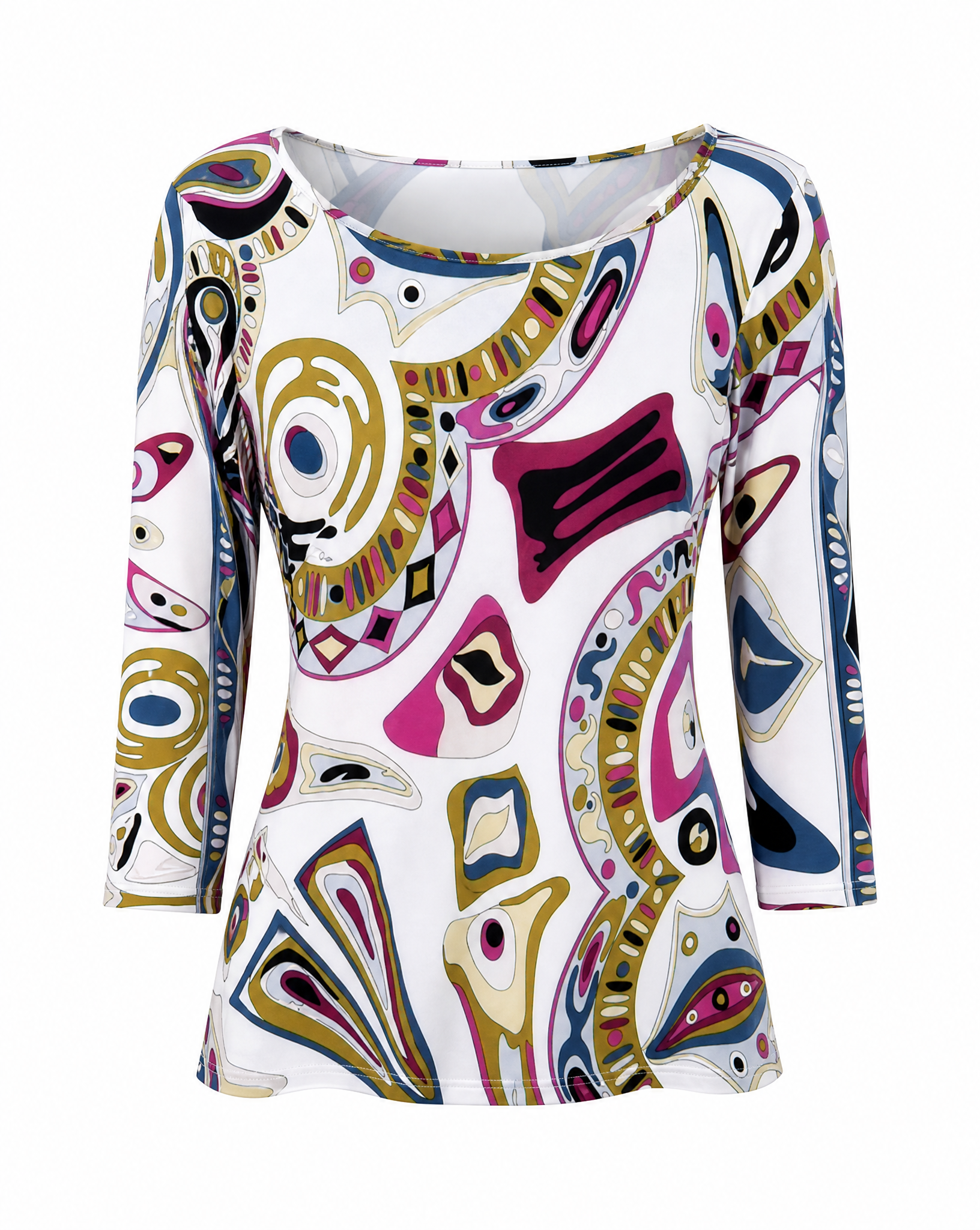 Detail view of the iconic kaleidoscope print on 1990s Emilio Pucci pieces curated by Mezzanotte.