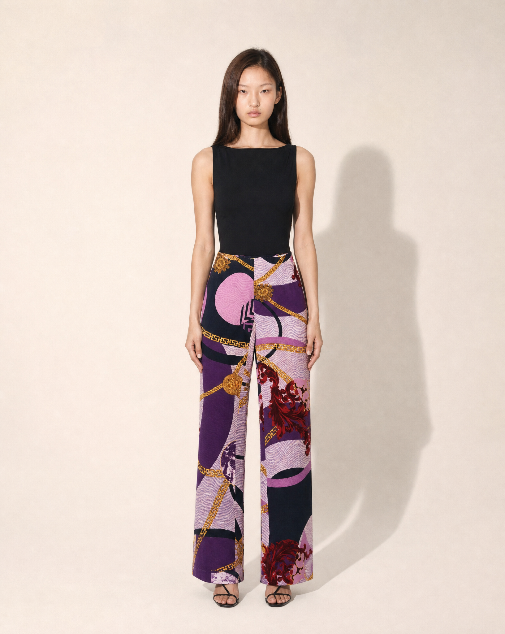 Versace Jeans Couture Medusa Baroque print twin set in purple and gold