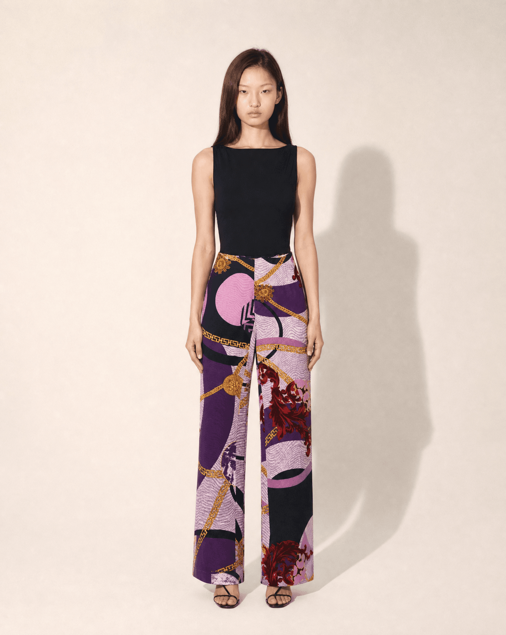 Versace Jeans Couture Medusa Baroque print twin set in purple and gold