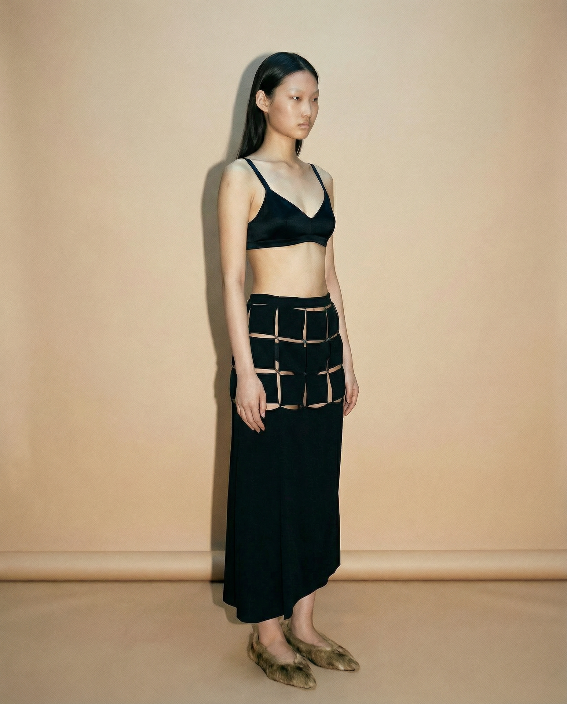 Archival black asymmetrical skirt from Yohji Yamamoto SS04