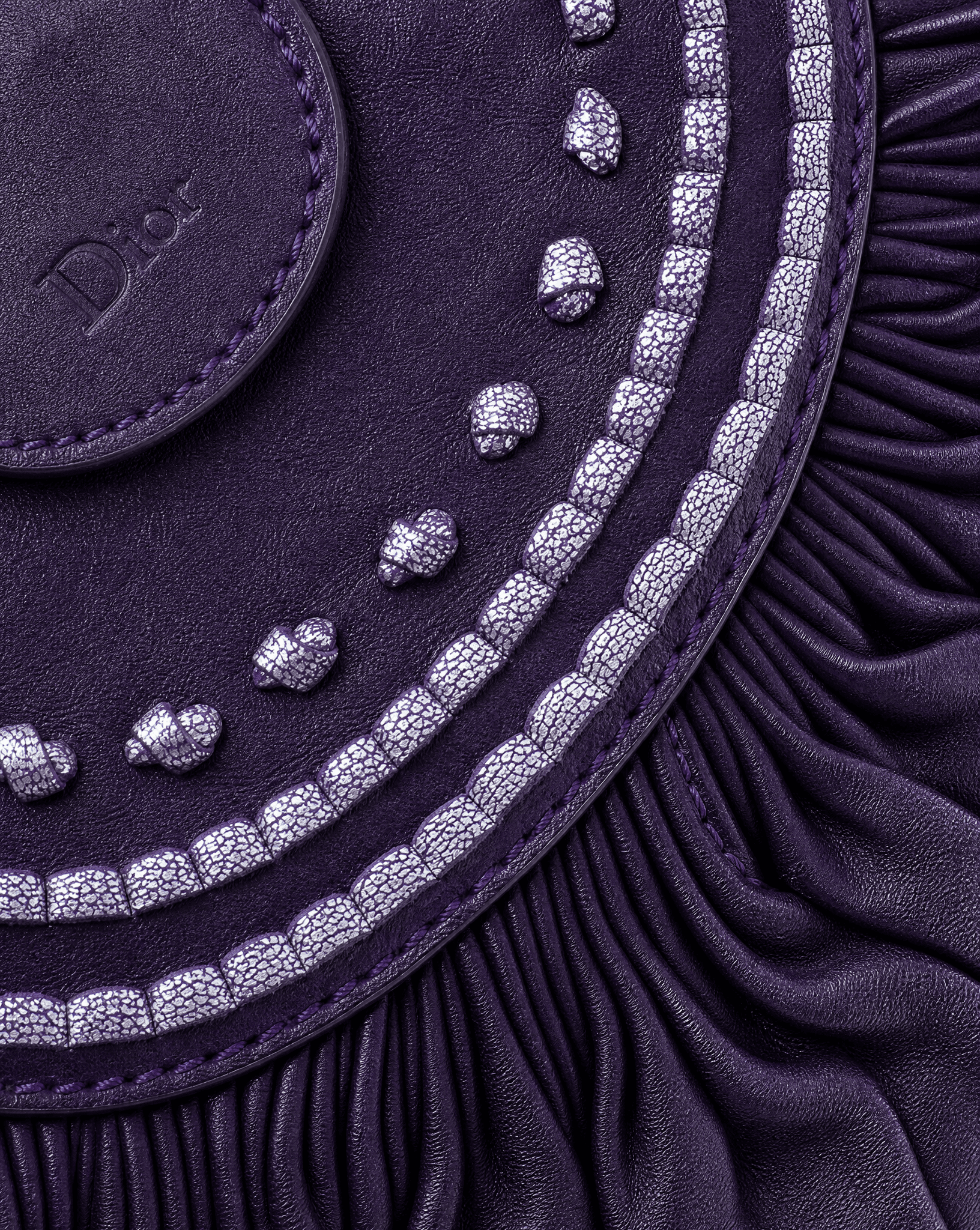 Archival Dior bag with sculptural ruching and jewel-tone finish