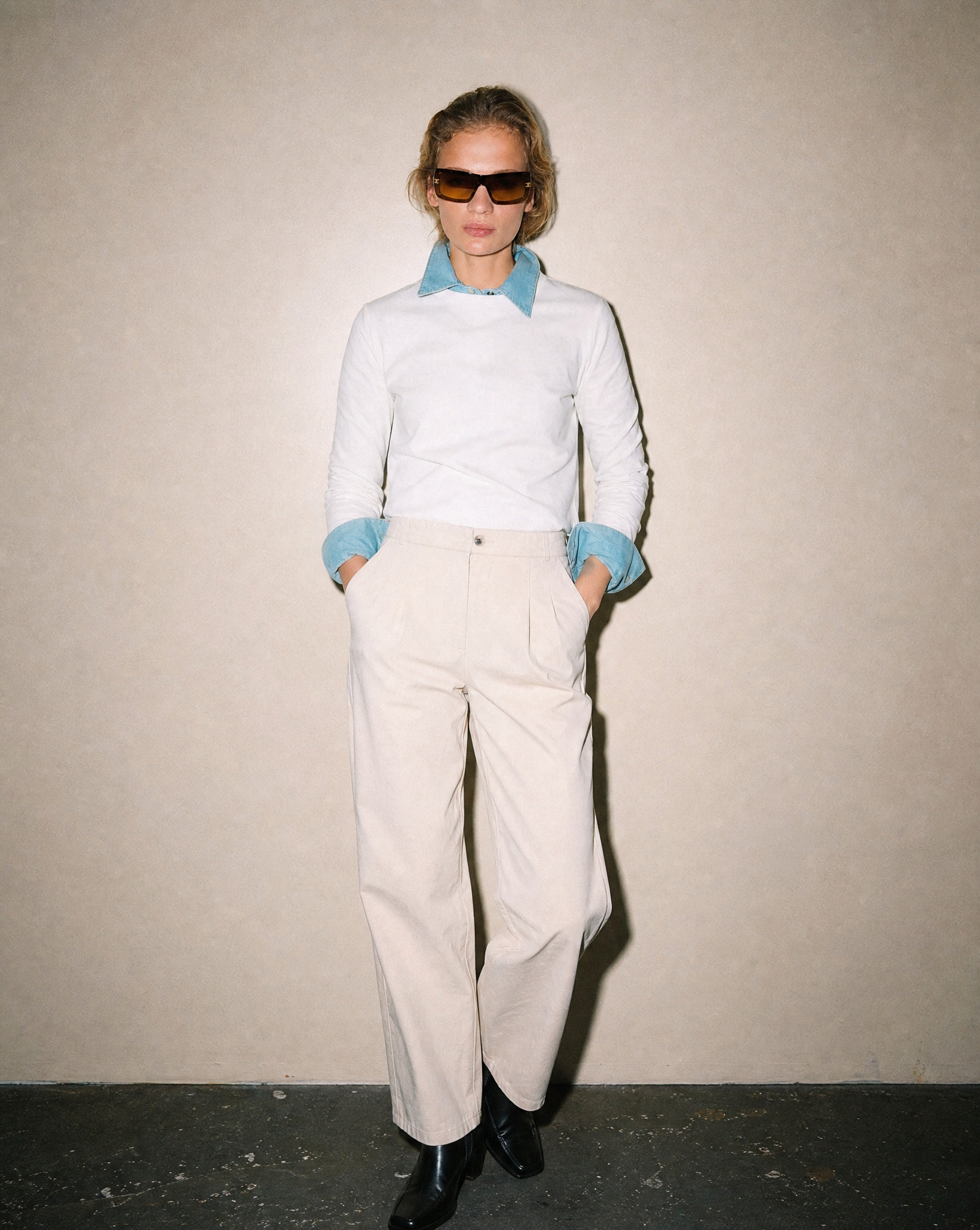 Contemporary Chanel mask sunglasses with gradient lens and bold frame