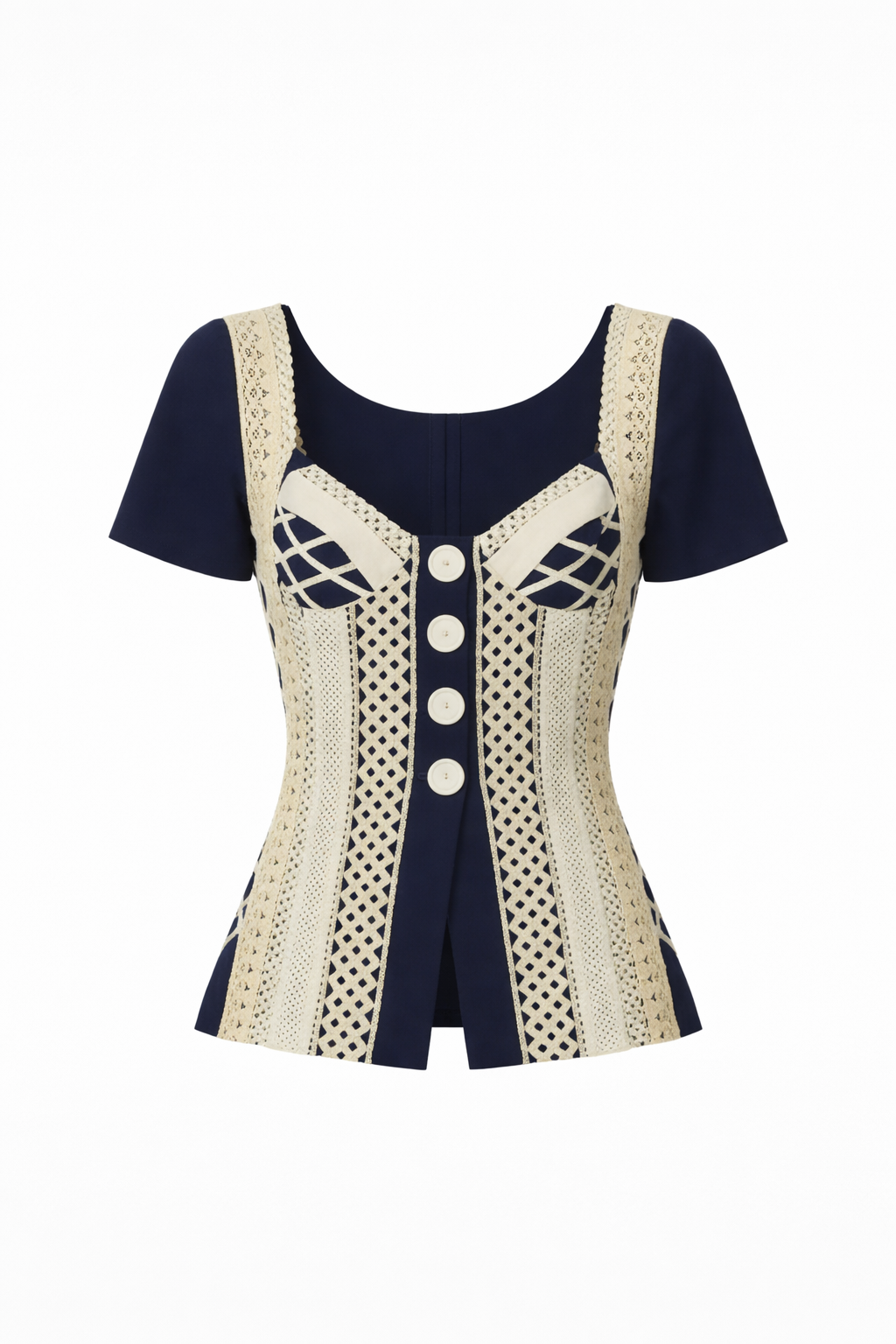 Dior vintage corset top with crochet panel detailing and sweetheart neckline | 1990s designer top Madrid