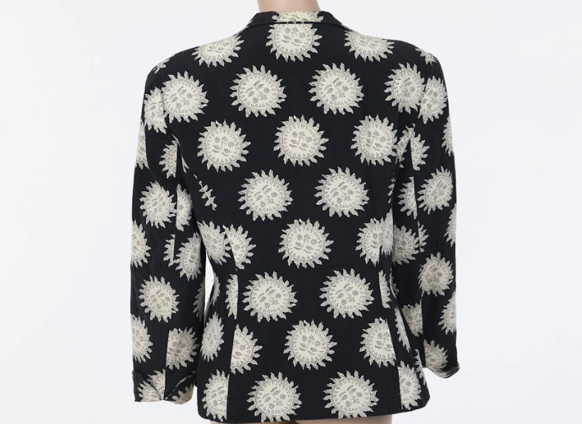 Dior archival blazer with all-over sun face print and classic tailoring Mezzanotte Madrid