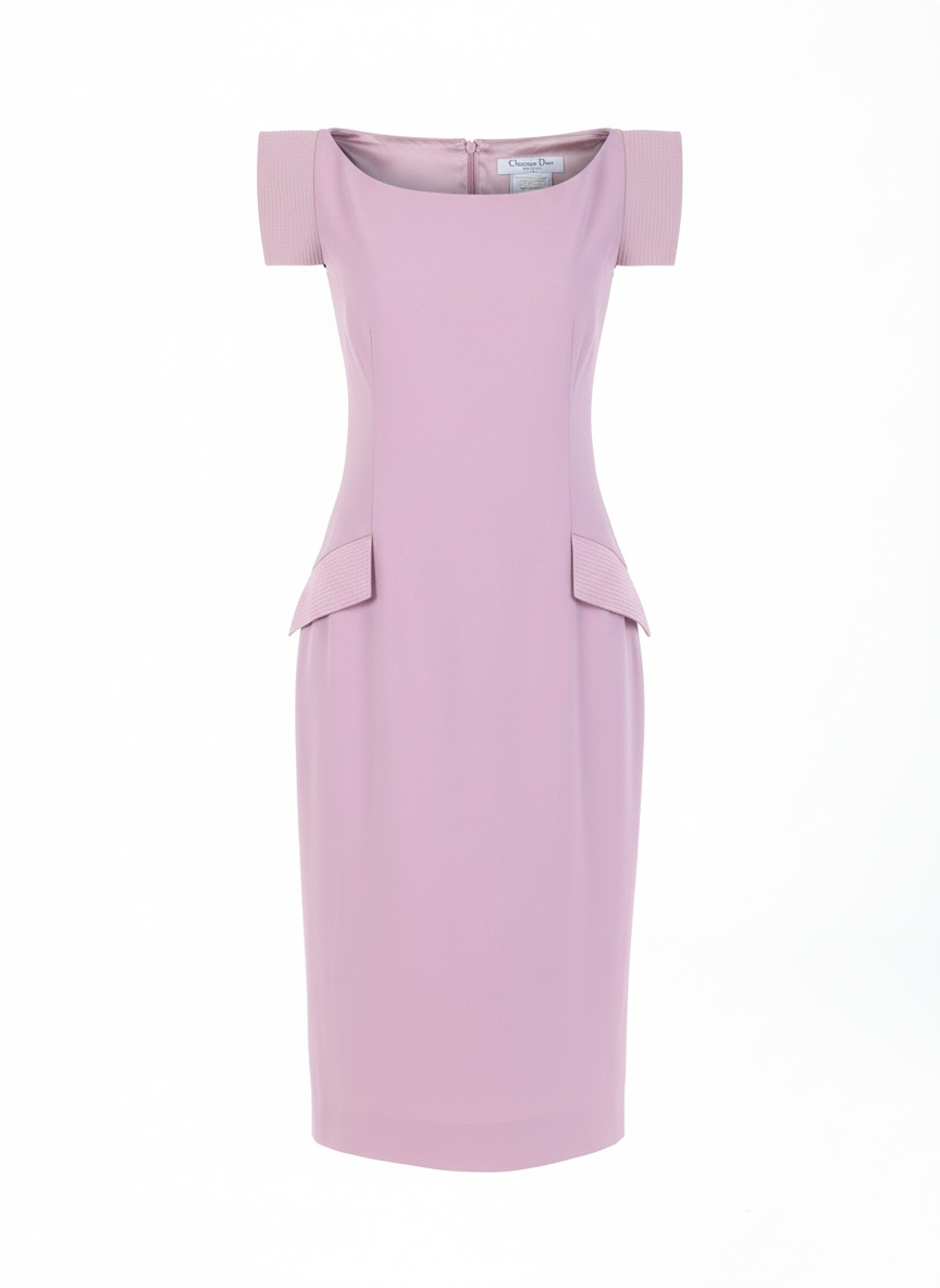 John Galliano Dior dress with structured seams and pocket flap details