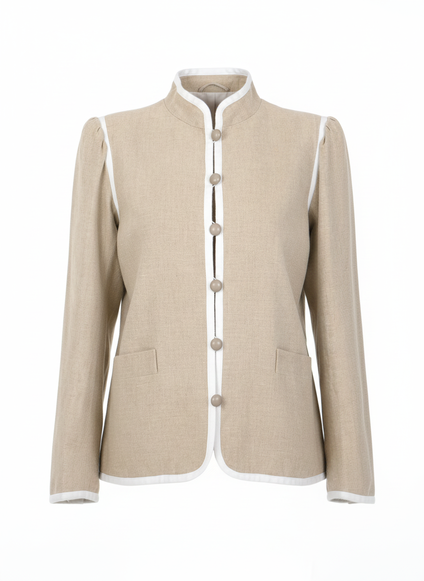 Vintage YSL Rive Gauche blazer with structured shoulders and military inspired detailing