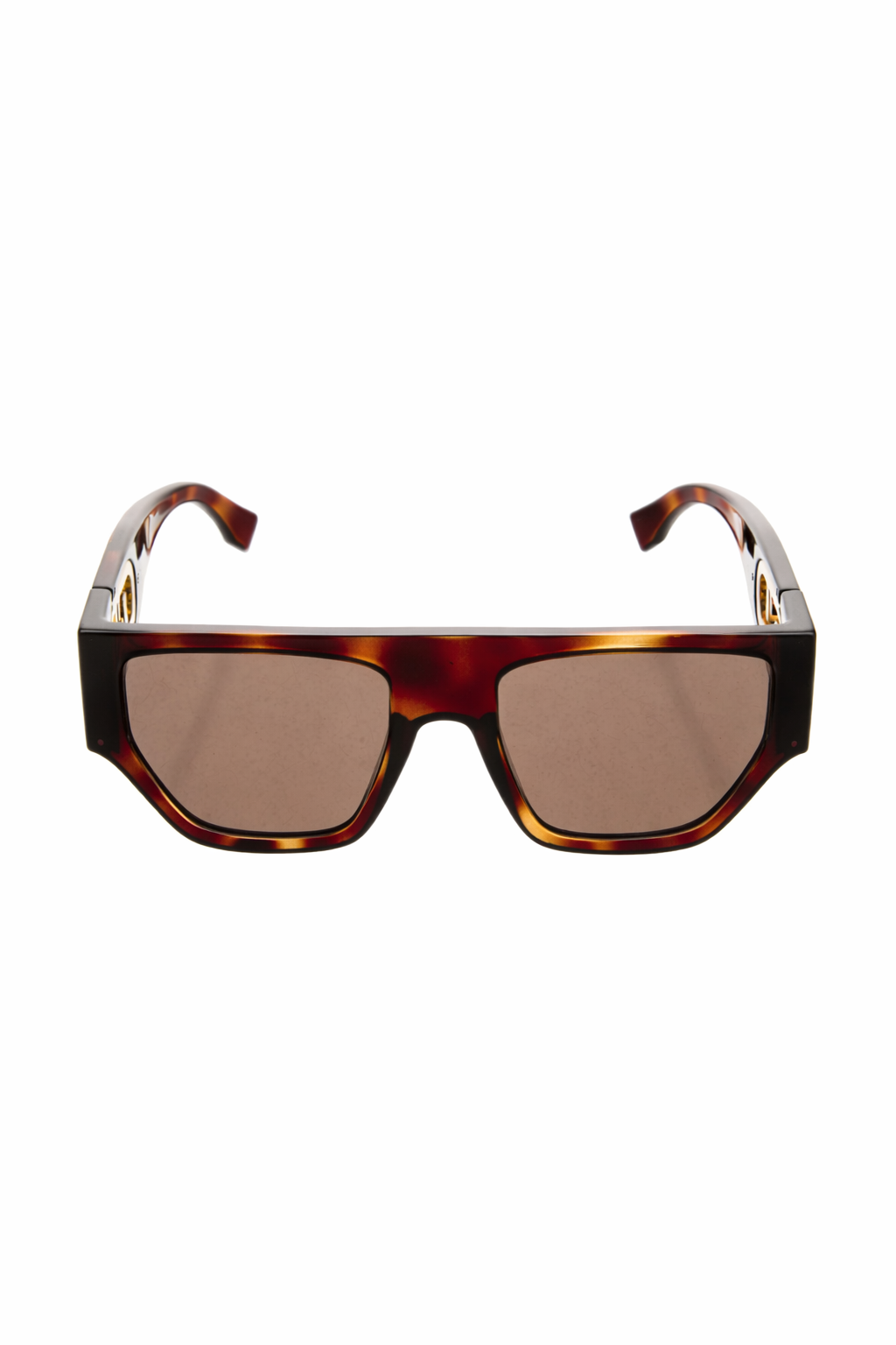 Tortoiseshell square sunglasses with geometric shape and O’Lock hinge detail | Fendi eyewear