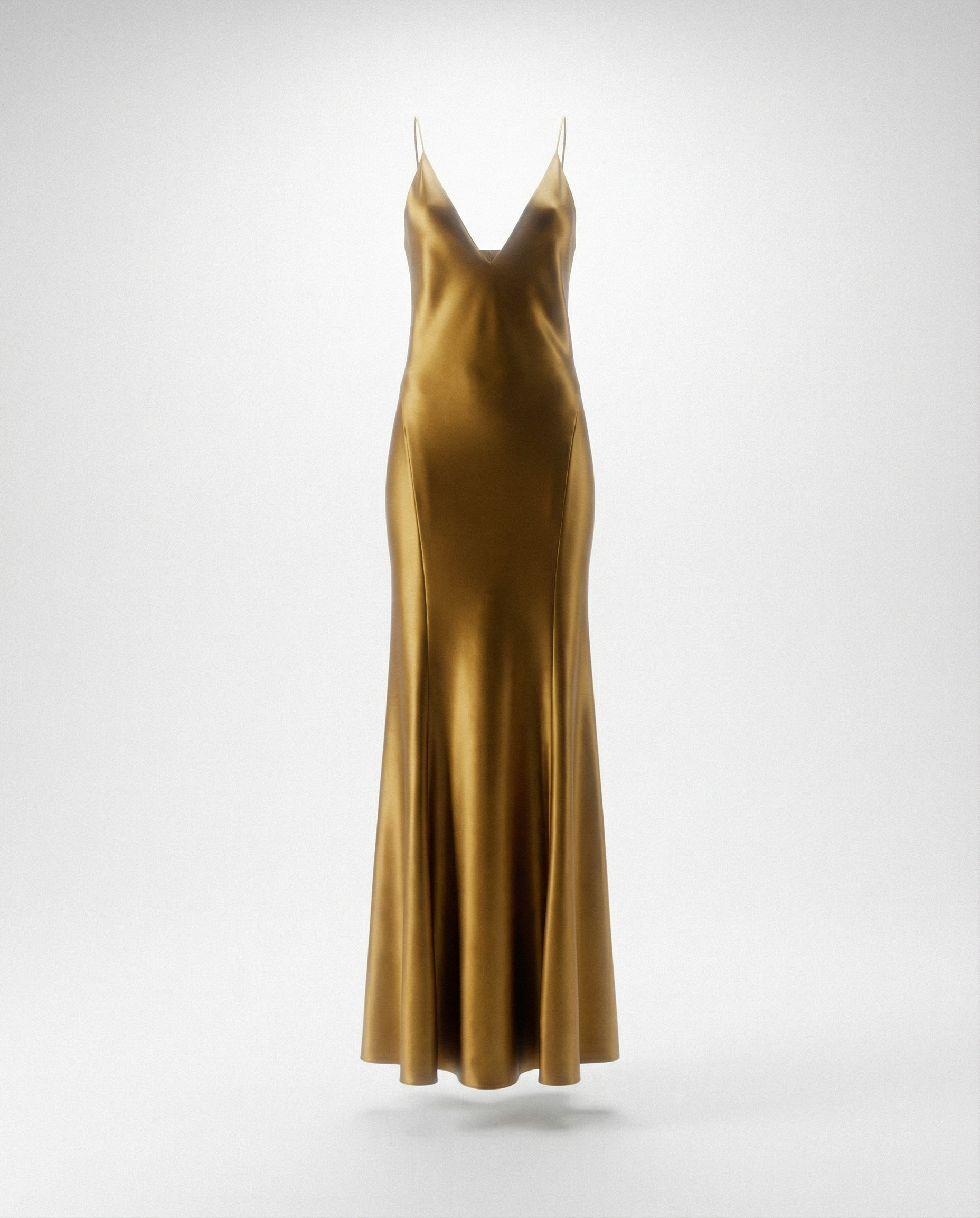 Silk Satin Slip Gown — Gold Liquid Maxi Dress