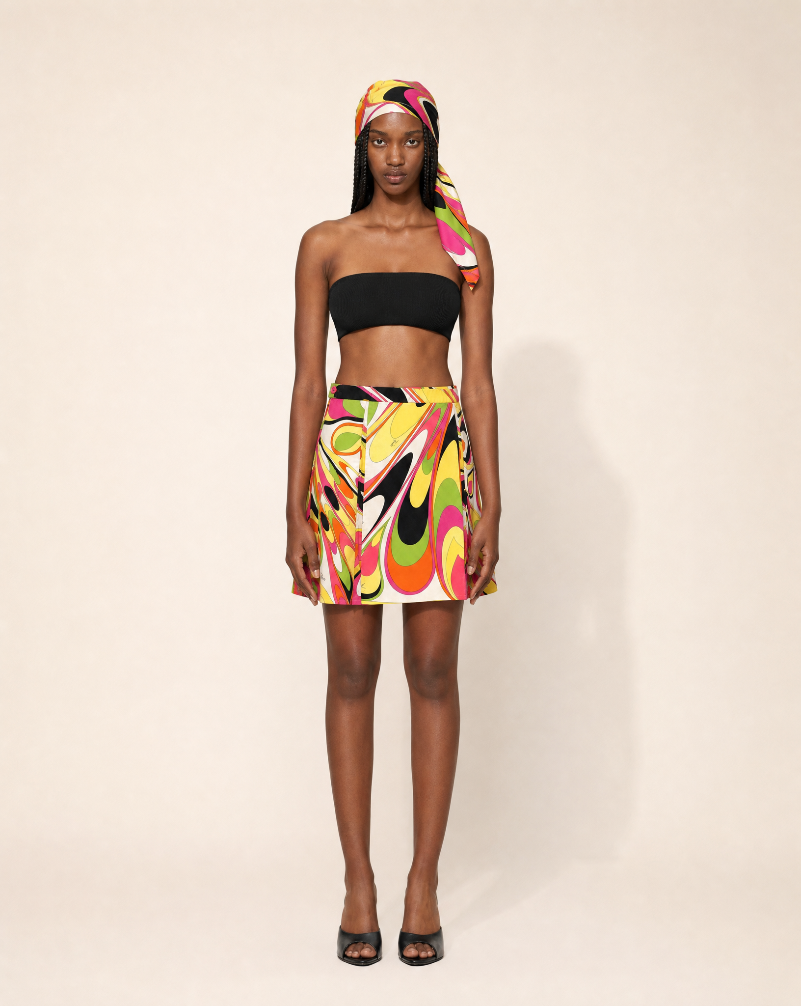 Rare 1960s Emilio Pucci Geometric Skirt & Headscarf Set – Collector Piece