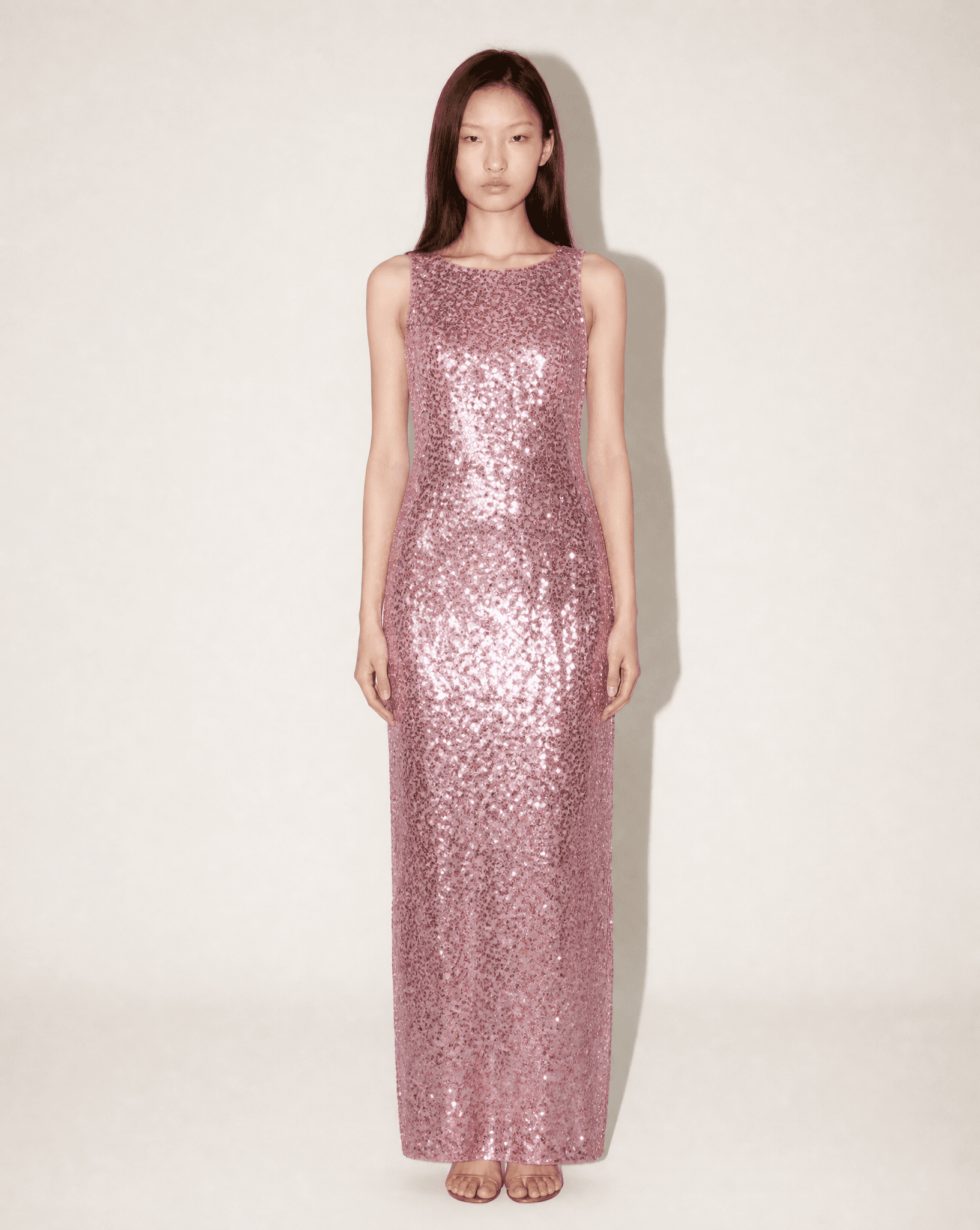 Archival 1990s All-Over Sequin Column Gown – Pink & Violet