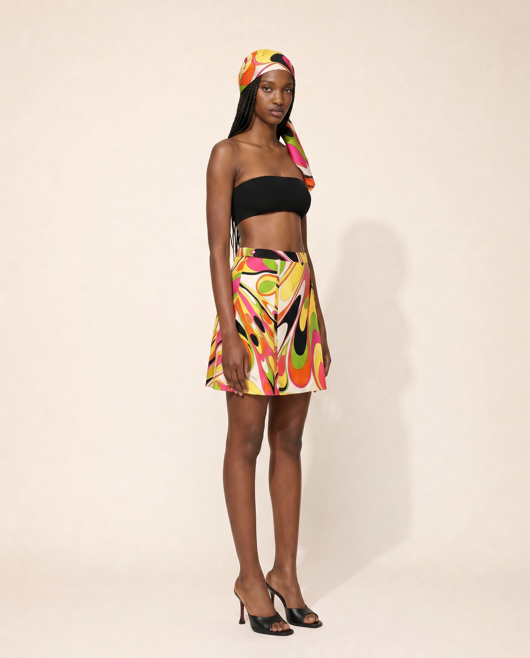 Rare 1960s Emilio Pucci Geometric Skirt & Headscarf Set – Collector Piece
