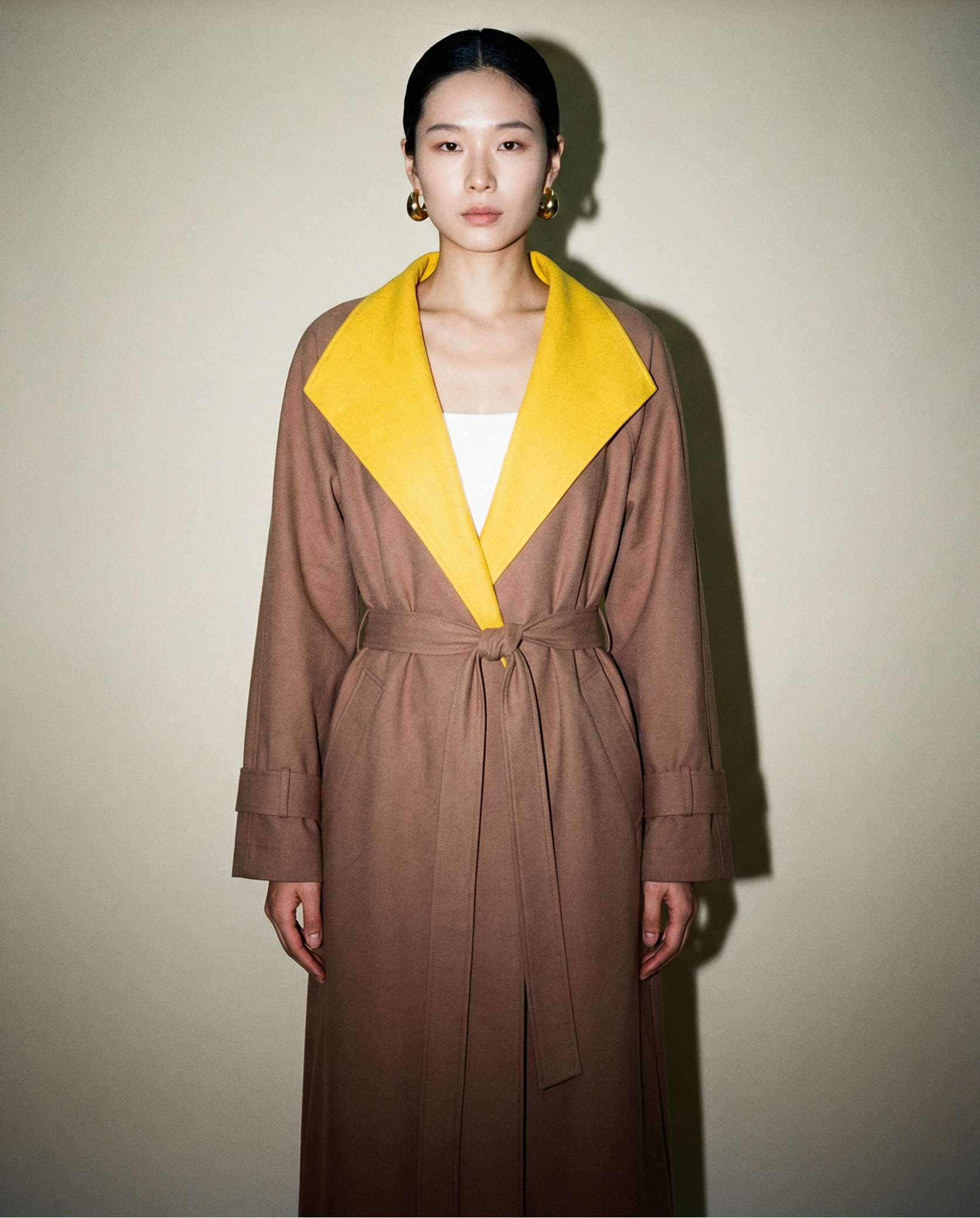 Belted Trench Coat with Contrast Lapel — Era Contemporary