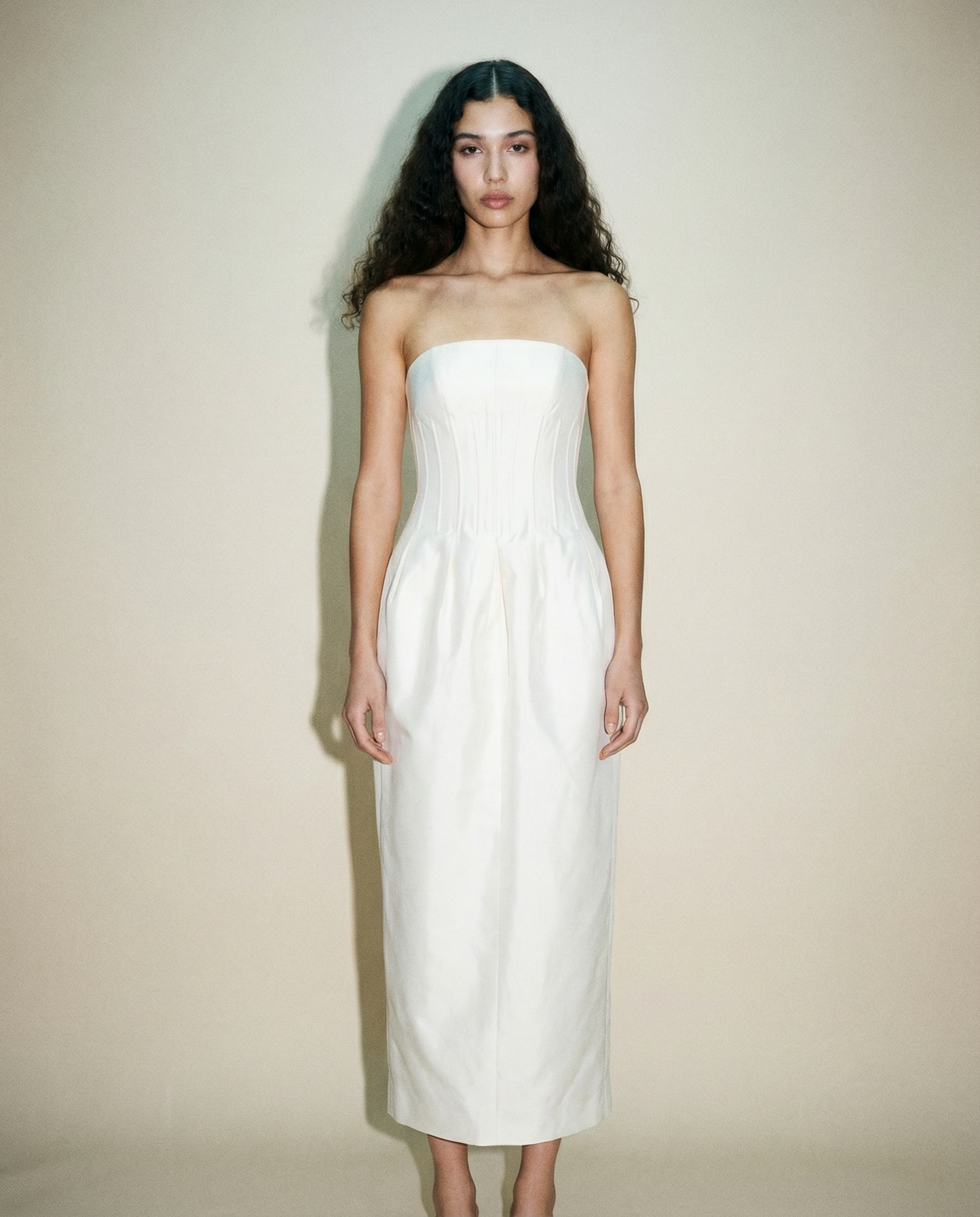 Strapless Corset Silk Midi Dress — Era Contemporary