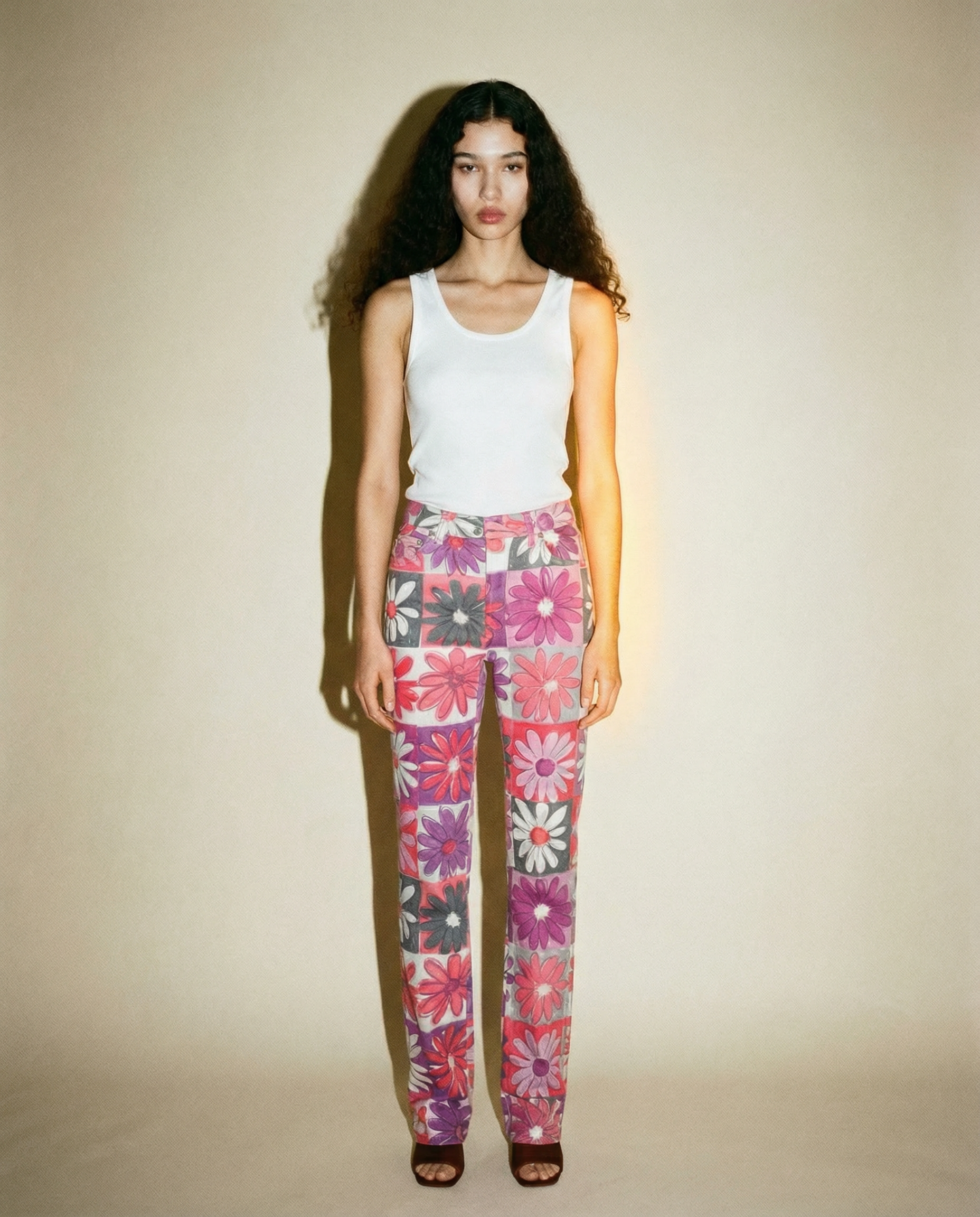 Vintage Floral Patchwork Straight‑Leg Pants — Era circa 1990s