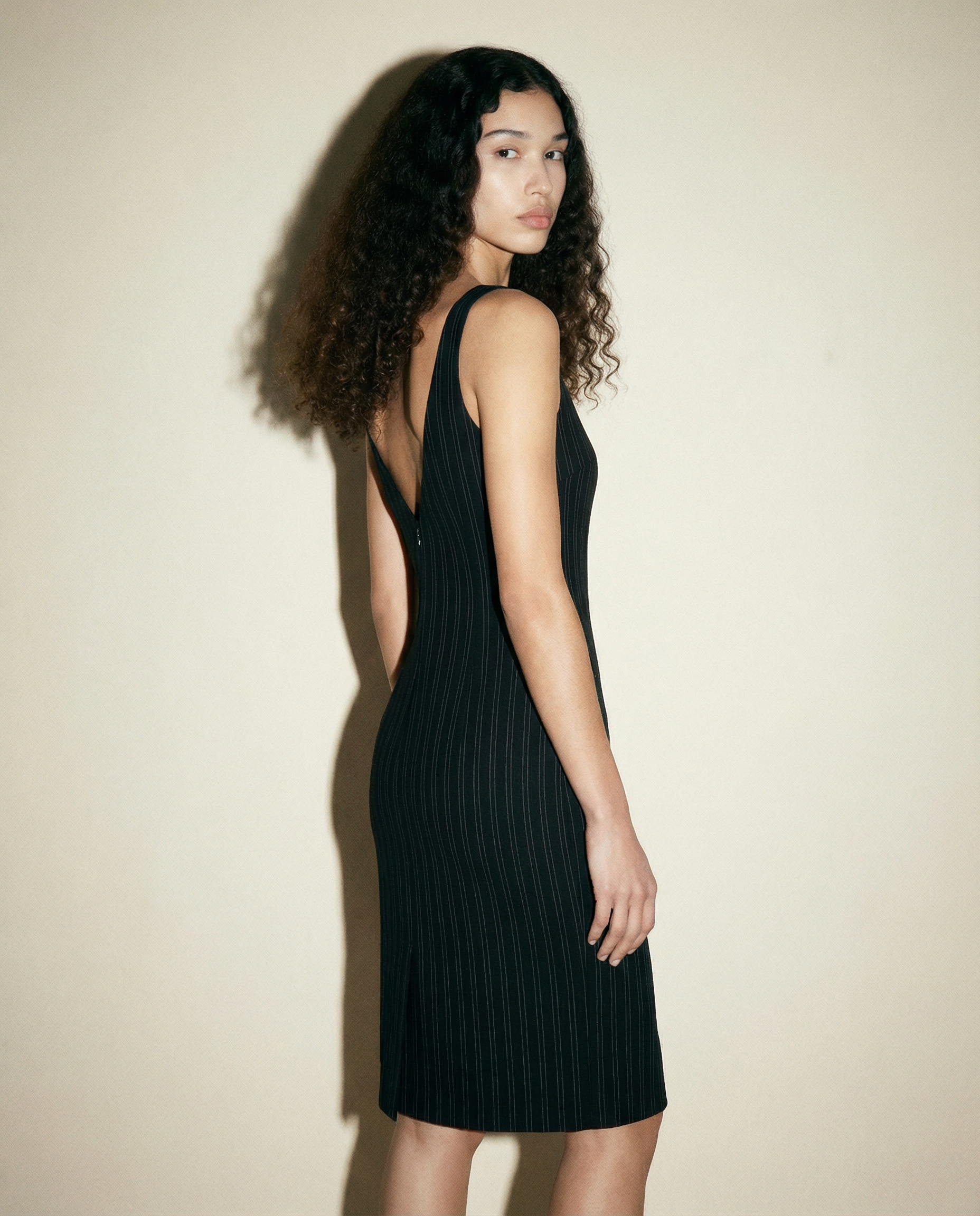 Bodycon Medusa Strap Dress — Scalloped Neckline 1995