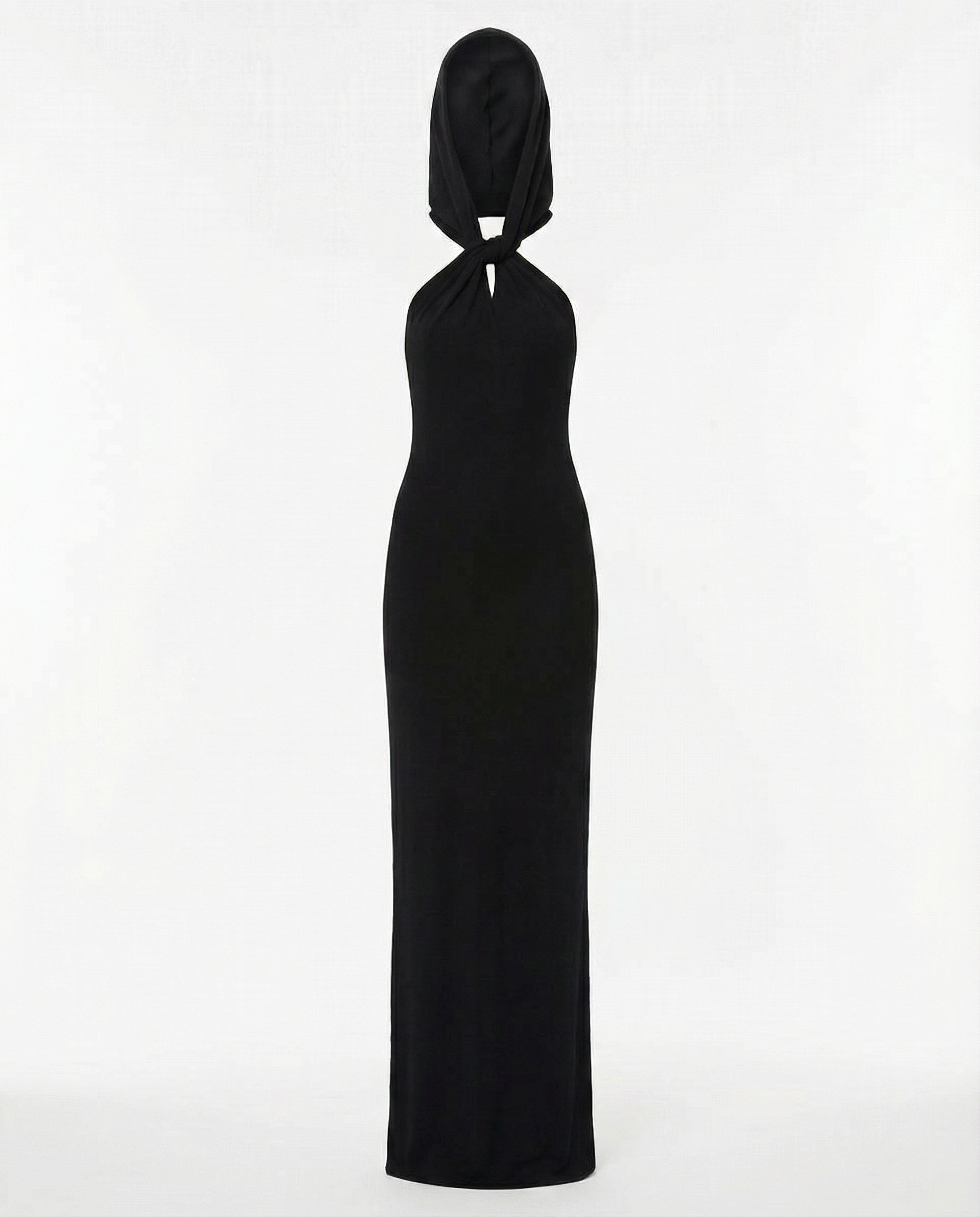 Hooded Open-Back Gown — Capuche Draped Silhouette