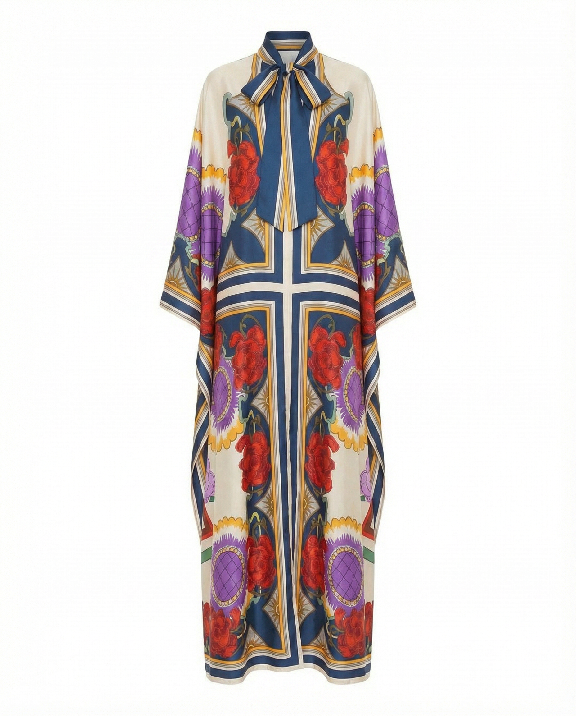 La DoubleJ caftan-style dress with bold geometric panels and flowing silhouette in silk