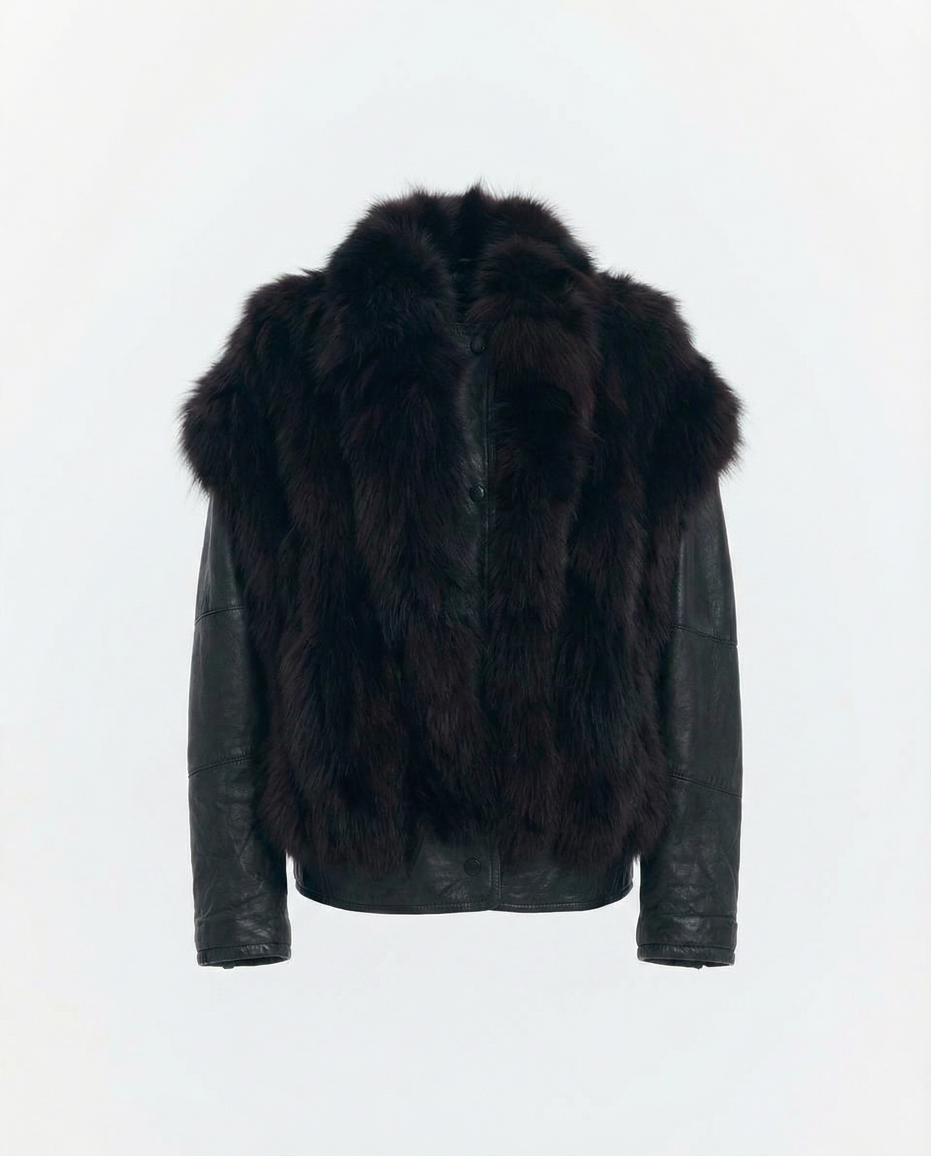 Leather & Fur Jacket — Oversized 80s Statement Silhouette