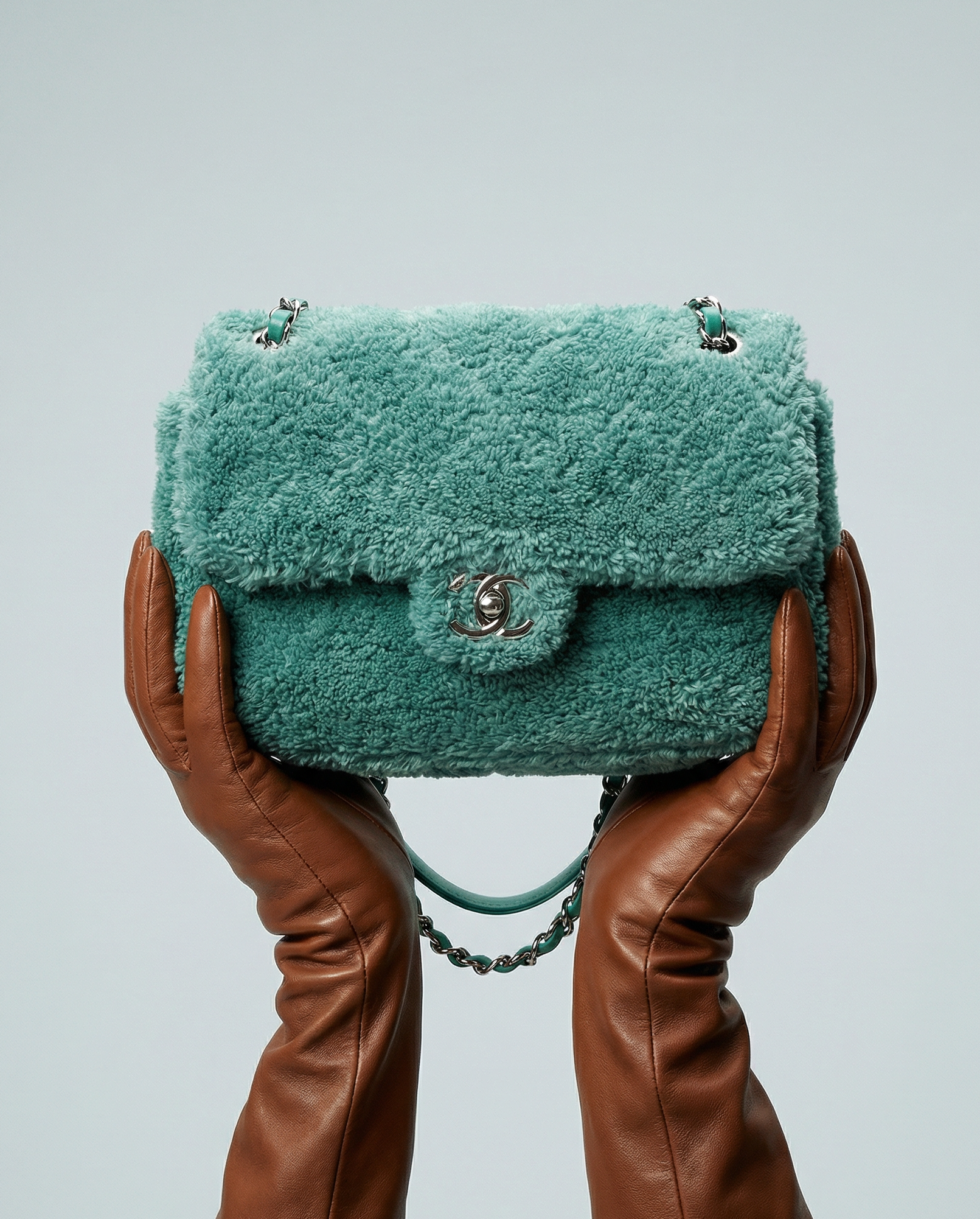 Coco Beach Terry Cloth Flap Bag — Quilted Chain Shoulder Silhouette