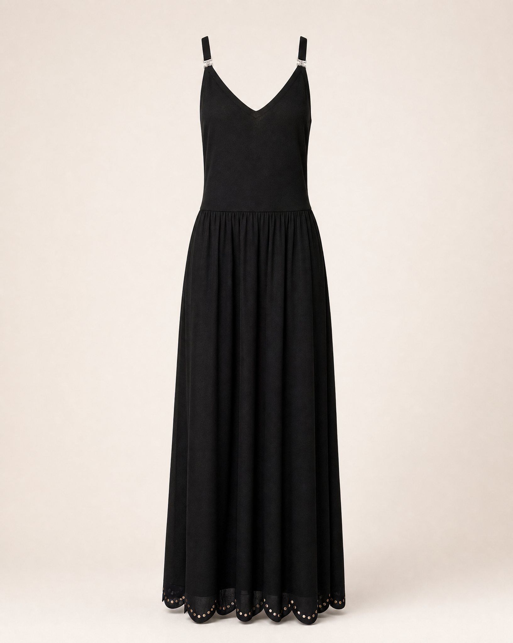 Contemporary Chanel cotton poplin dress with V-neck and full skirt