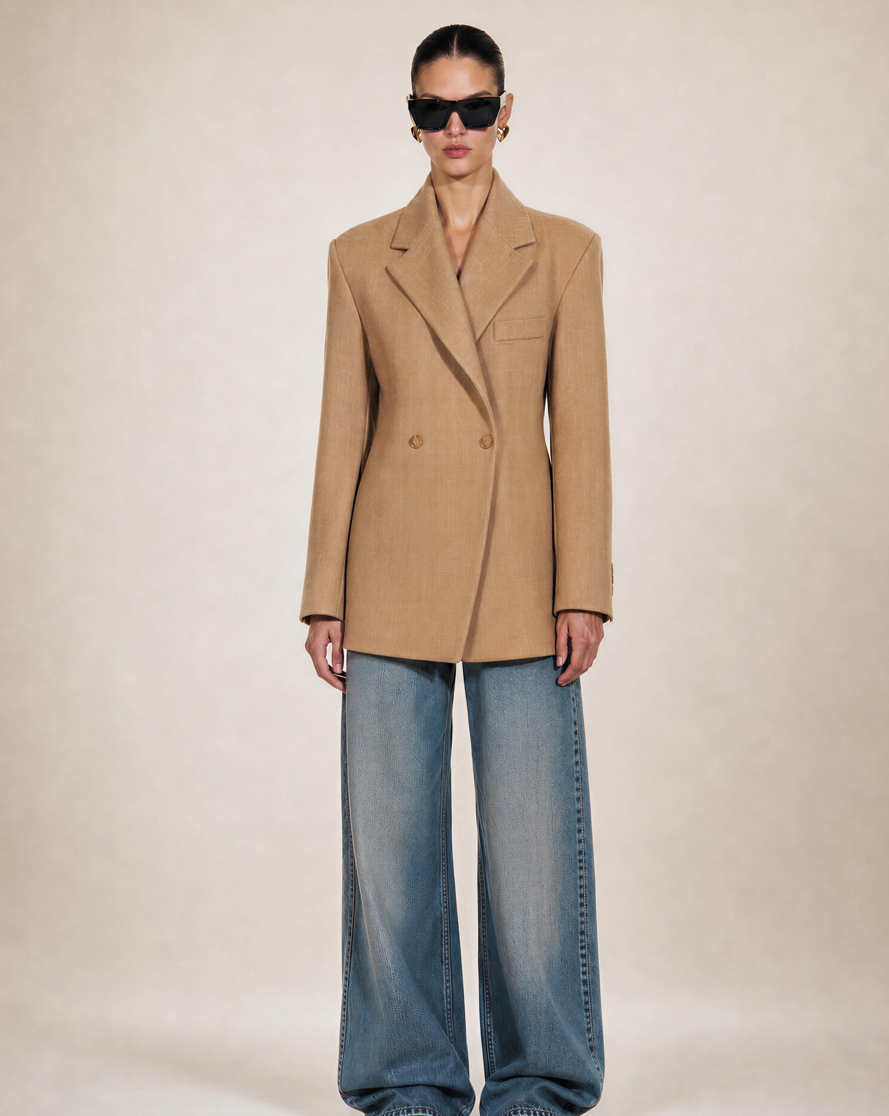 CONTEMPORARY "Nangy" Cinched Hourglass Blazer – Source Unknown.