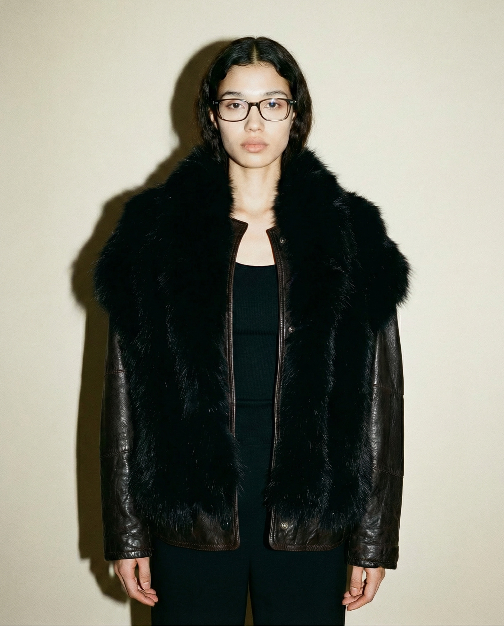 Leather & Fur Jacket — Oversized 80s Statement Silhouette