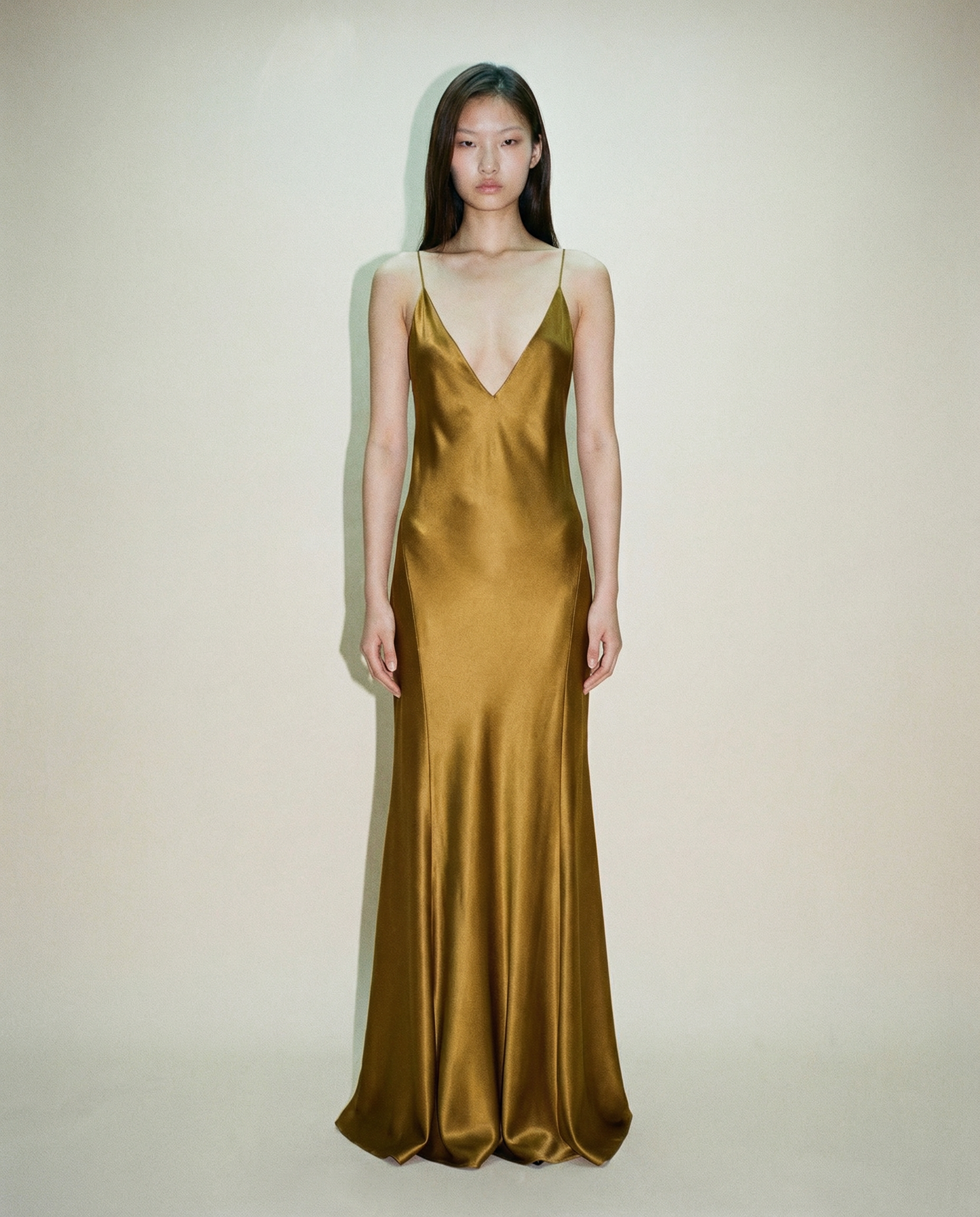 Silk Satin Slip Gown — Gold Liquid Maxi Dress