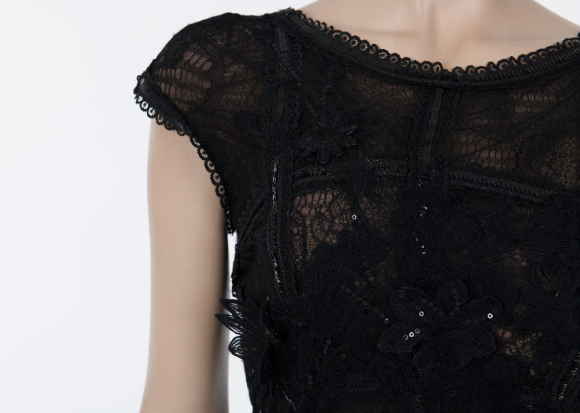 Elie Saab lace dress with floral embroidery and structured bodice