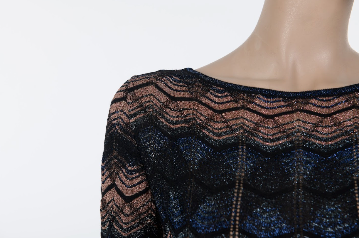 Missoni fitted maxi dress with sheer metallic knit texture