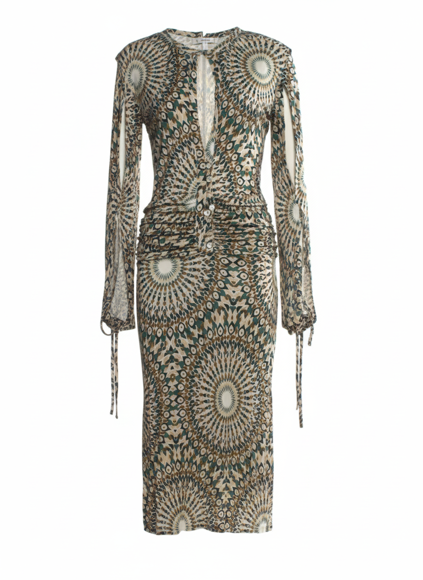  Valentino vintage dress with radial geometric print luxury archival piece for sale Madrid

