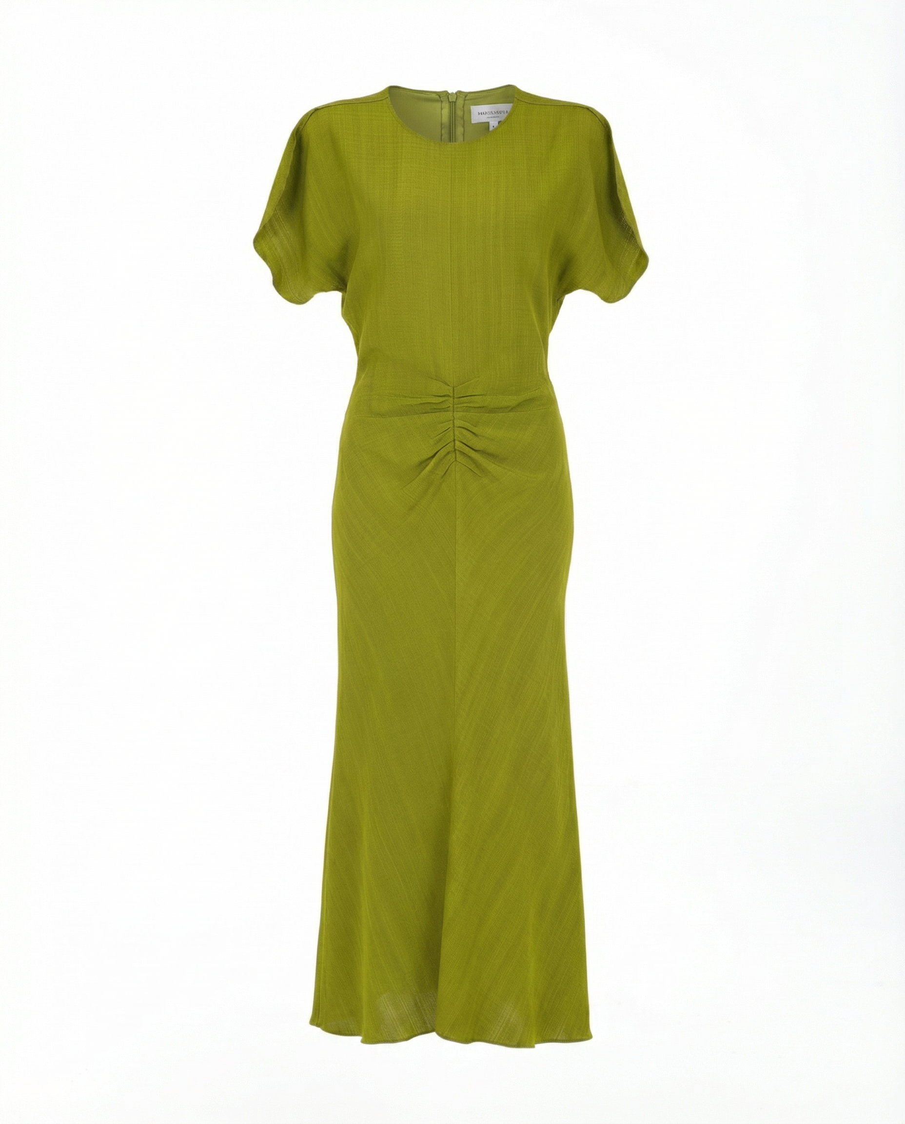 Vestido verde con volantes midi elegante perfecto para invitada Mezzanotte

