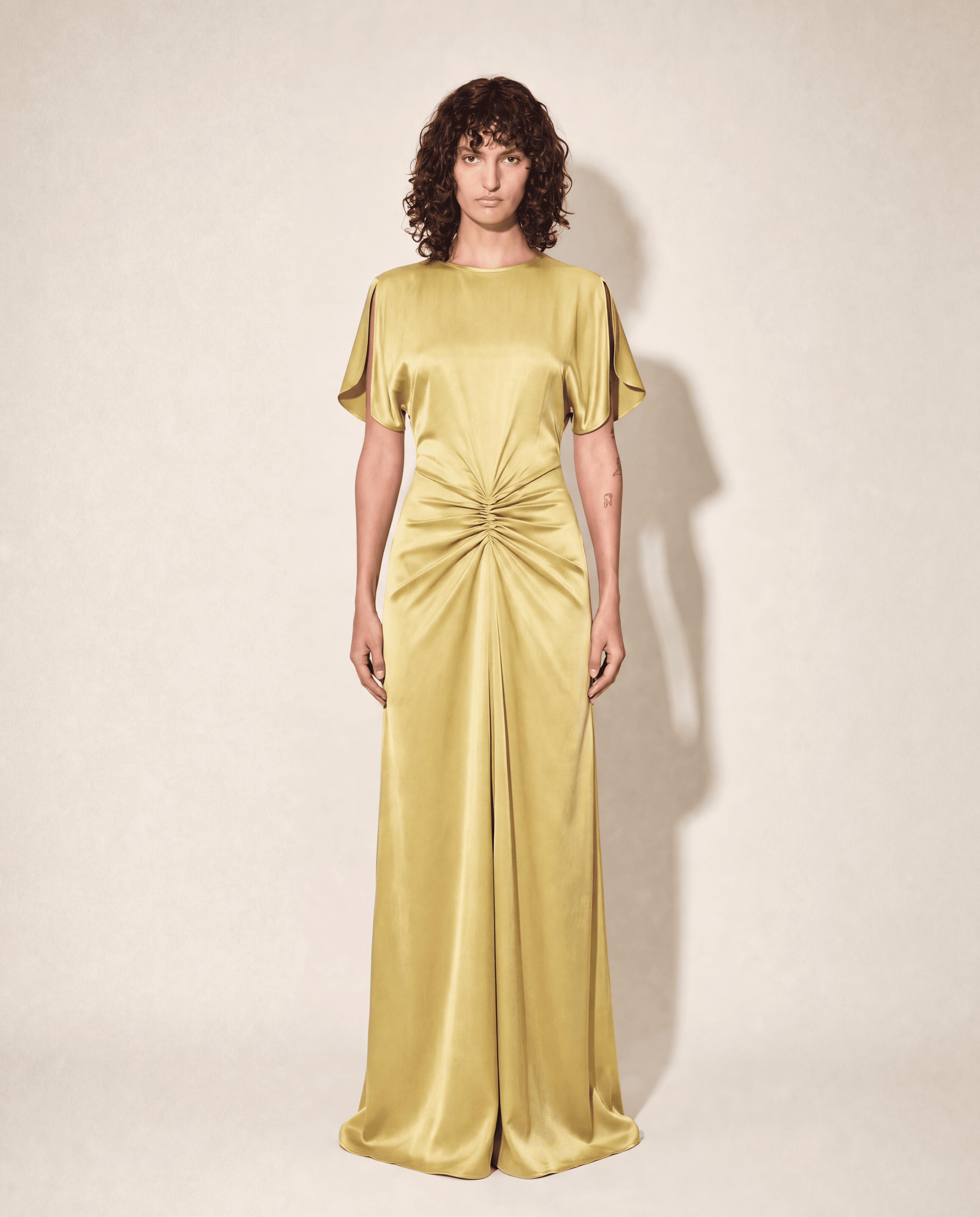 Victoria Beckham SS2023 Gathered Satin Gown mezzanotte platform for designer rental and resale europe