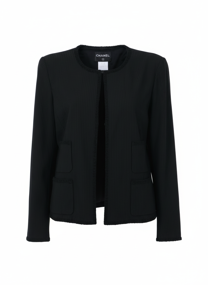 Vintage Chanel structured black jacket — designer rental and resale Mezzanotte Madrid

