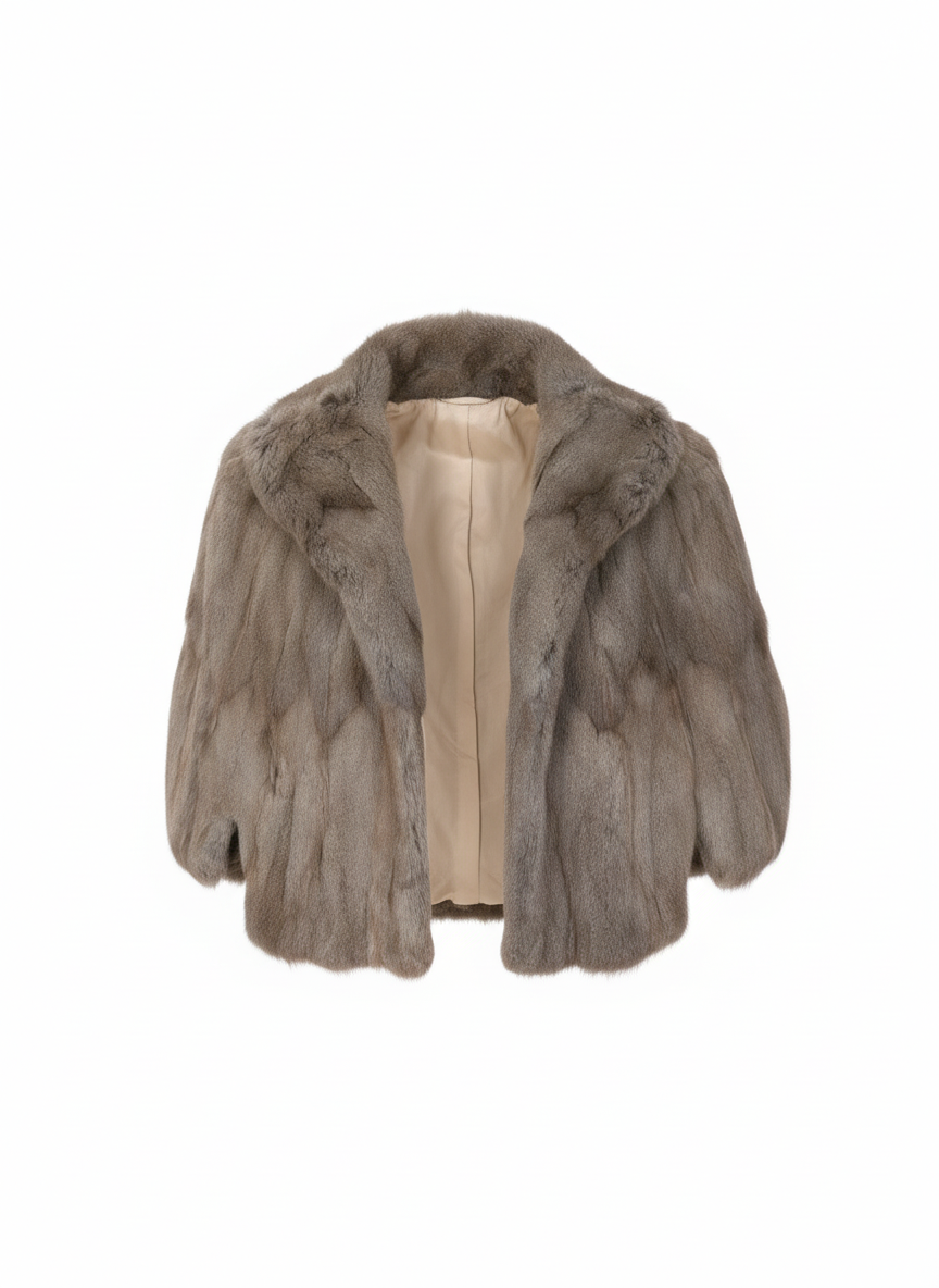Williams Furs mink jacket with soft grey brown tones and 3/4 sleeves vintage outerwear mezzanotte