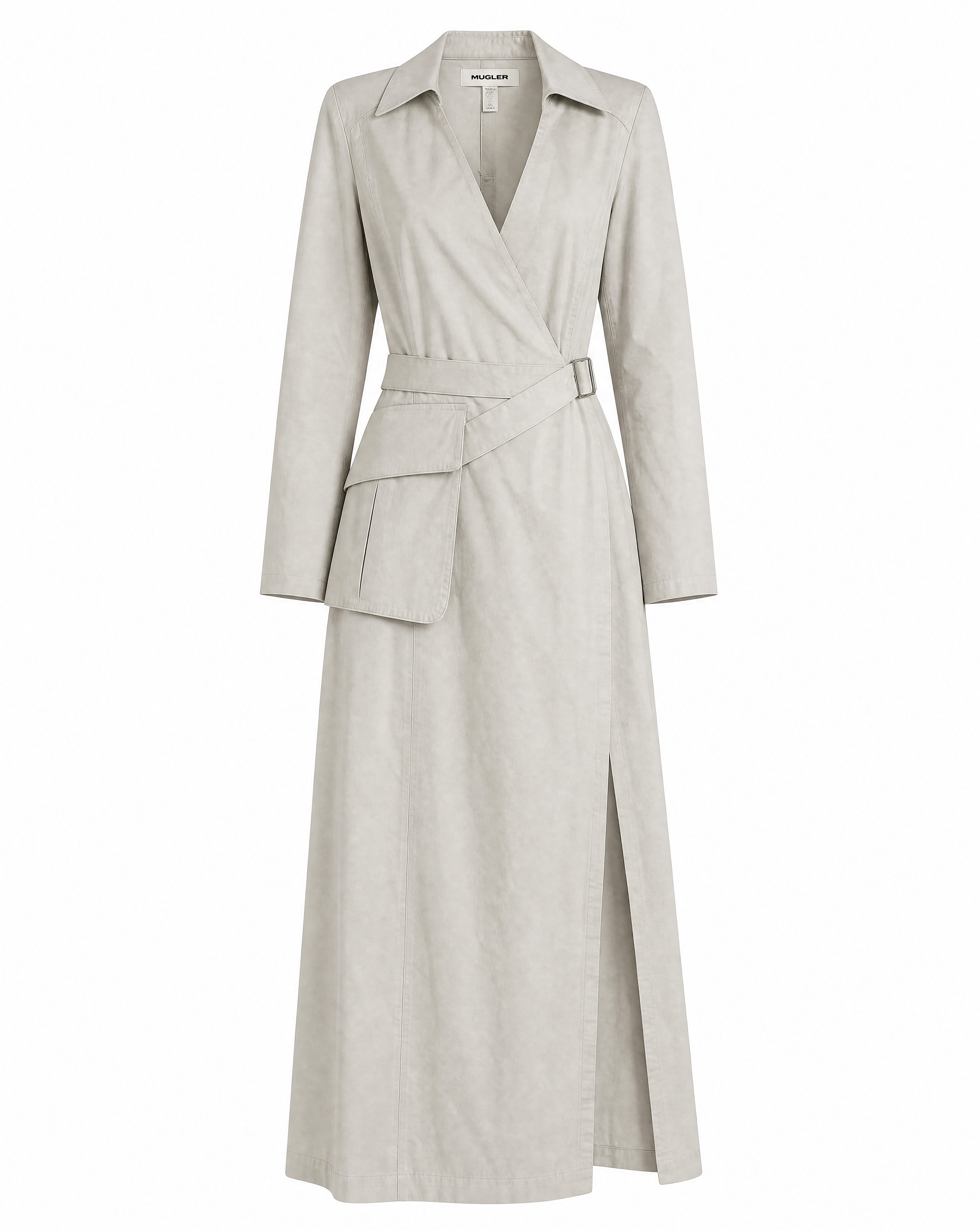 Vintage Mugler minimalist dress with collar and utility pocket mezzanotte