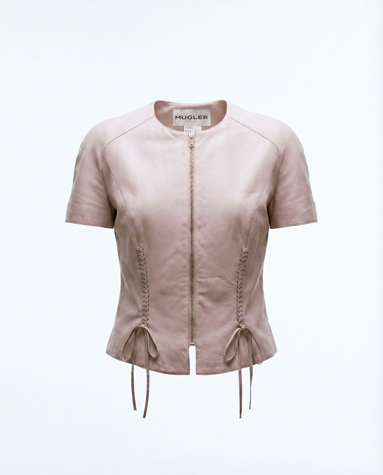 Archival Mugler fitted leather jacket with zip front