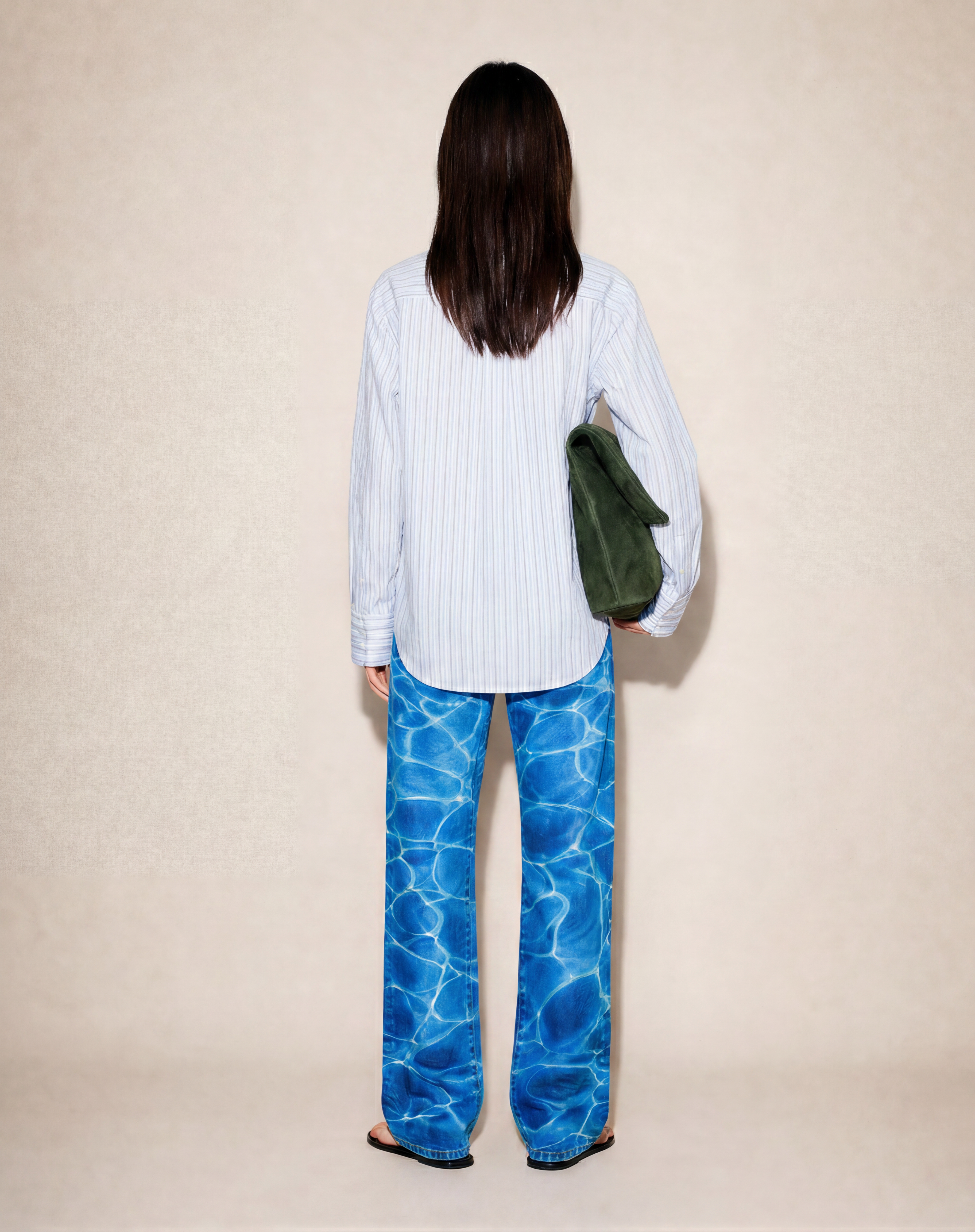 Collector Piece SS 2001 Roberto Cavalli Blue Ocean Wave Print Denim Jeans