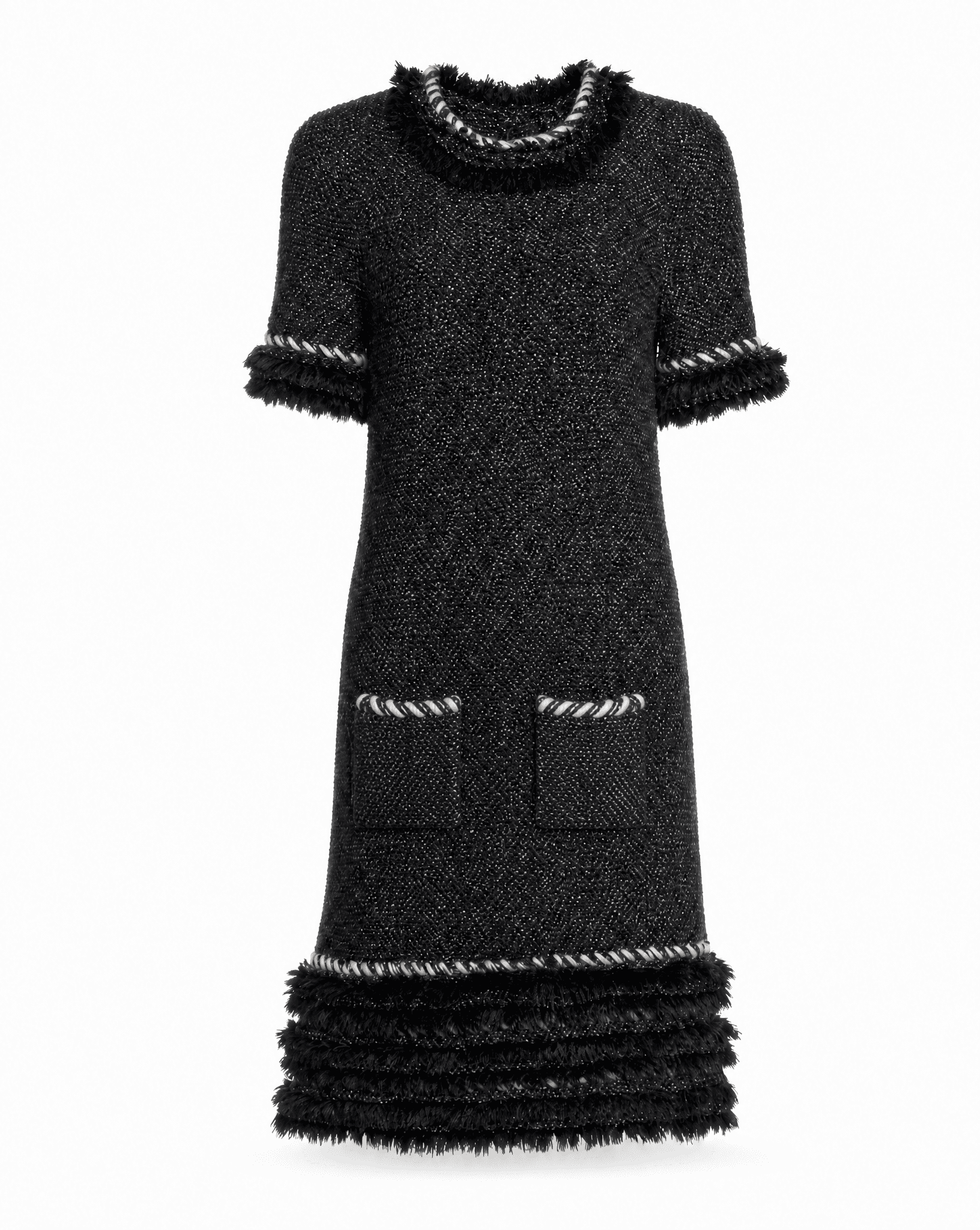 Close-up of the vintage Chanel label on the Fall/Winter 2010 cashmere dress.