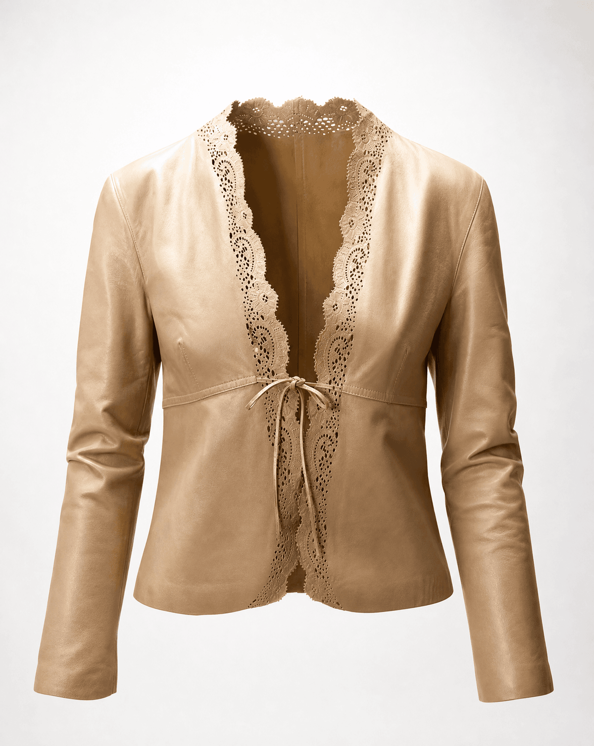 Vintage Gucci Tom Ford leather jacket with laser-cut detailing. Buy across Europe at Mezzanotte.